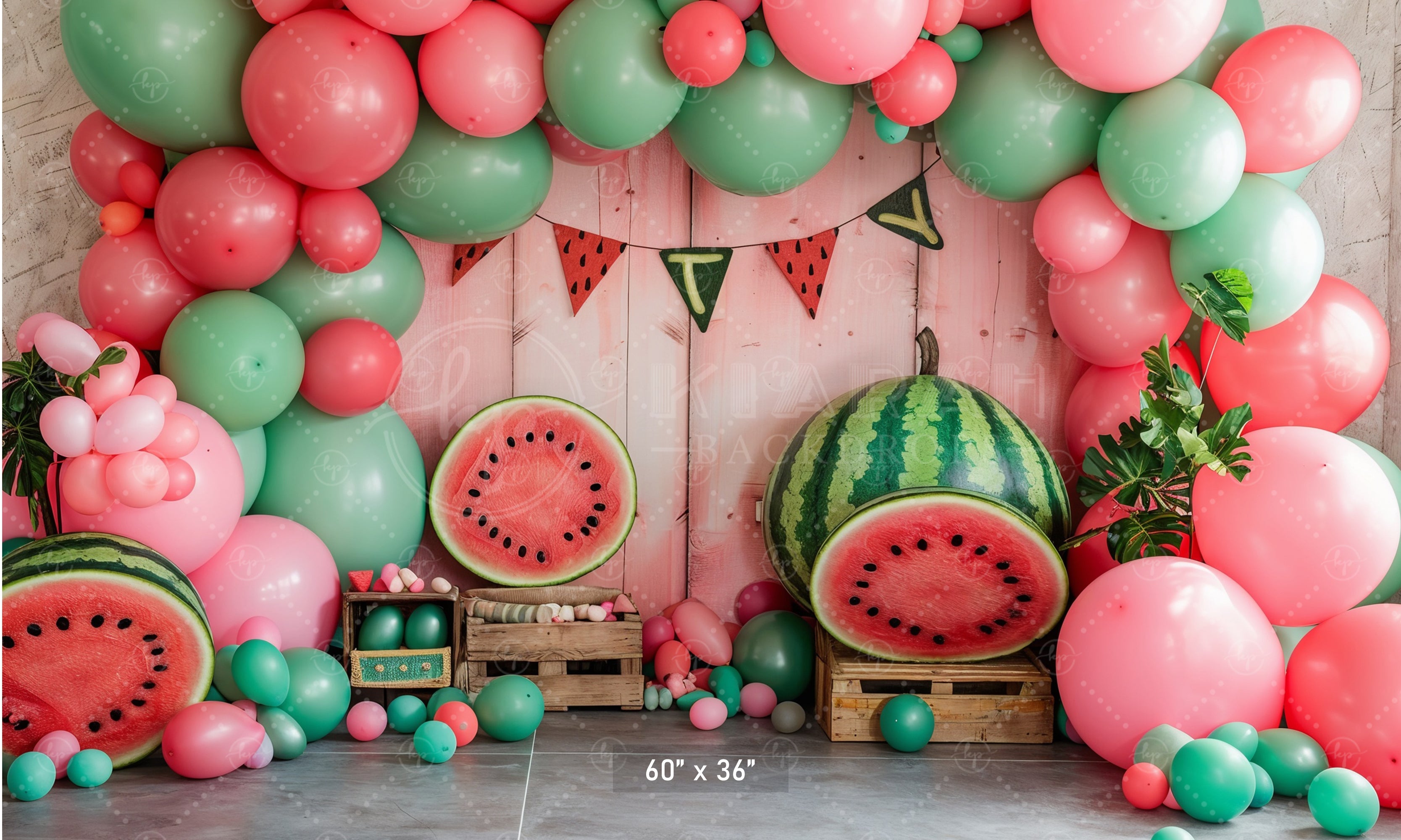 Watermelon and Balloons Celebration Backdrop