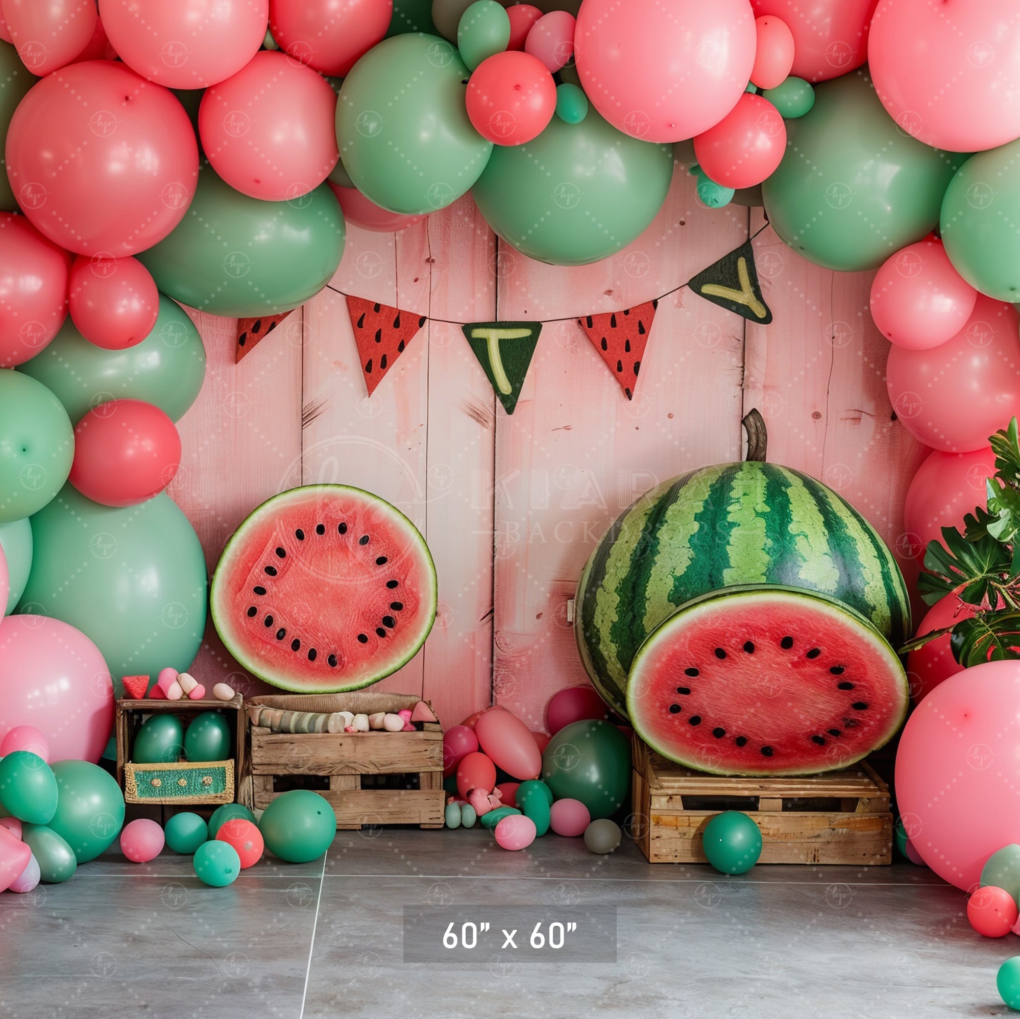 Watermelon and Balloons Celebration Backdrop