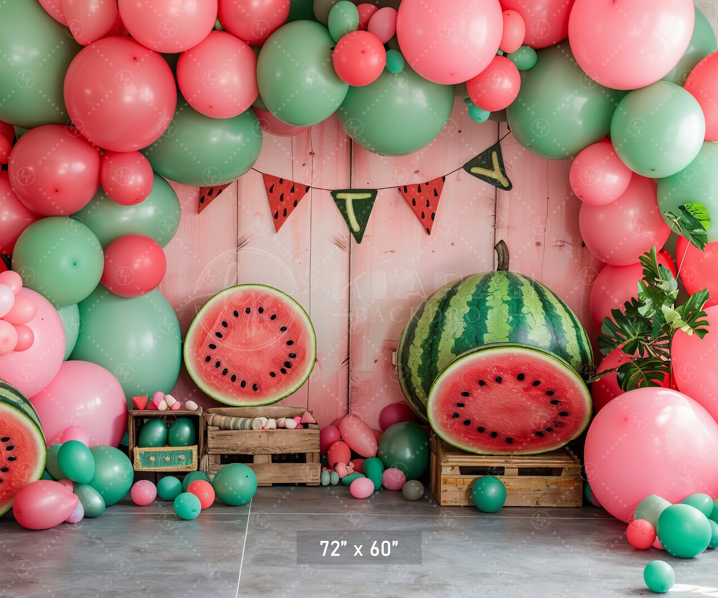 Watermelon and Balloons Celebration Backdrop