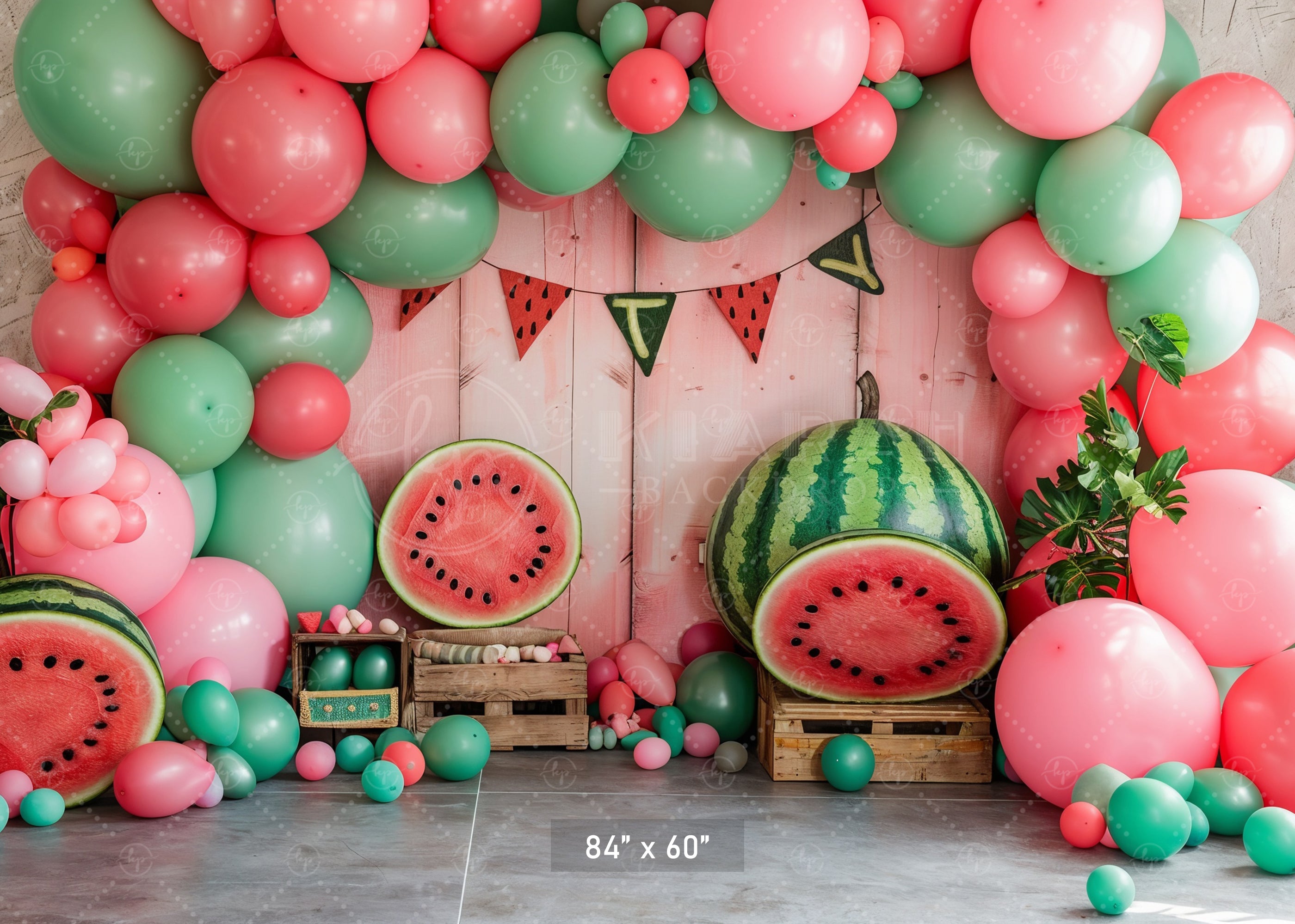 Watermelon and Balloons Celebration Backdrop