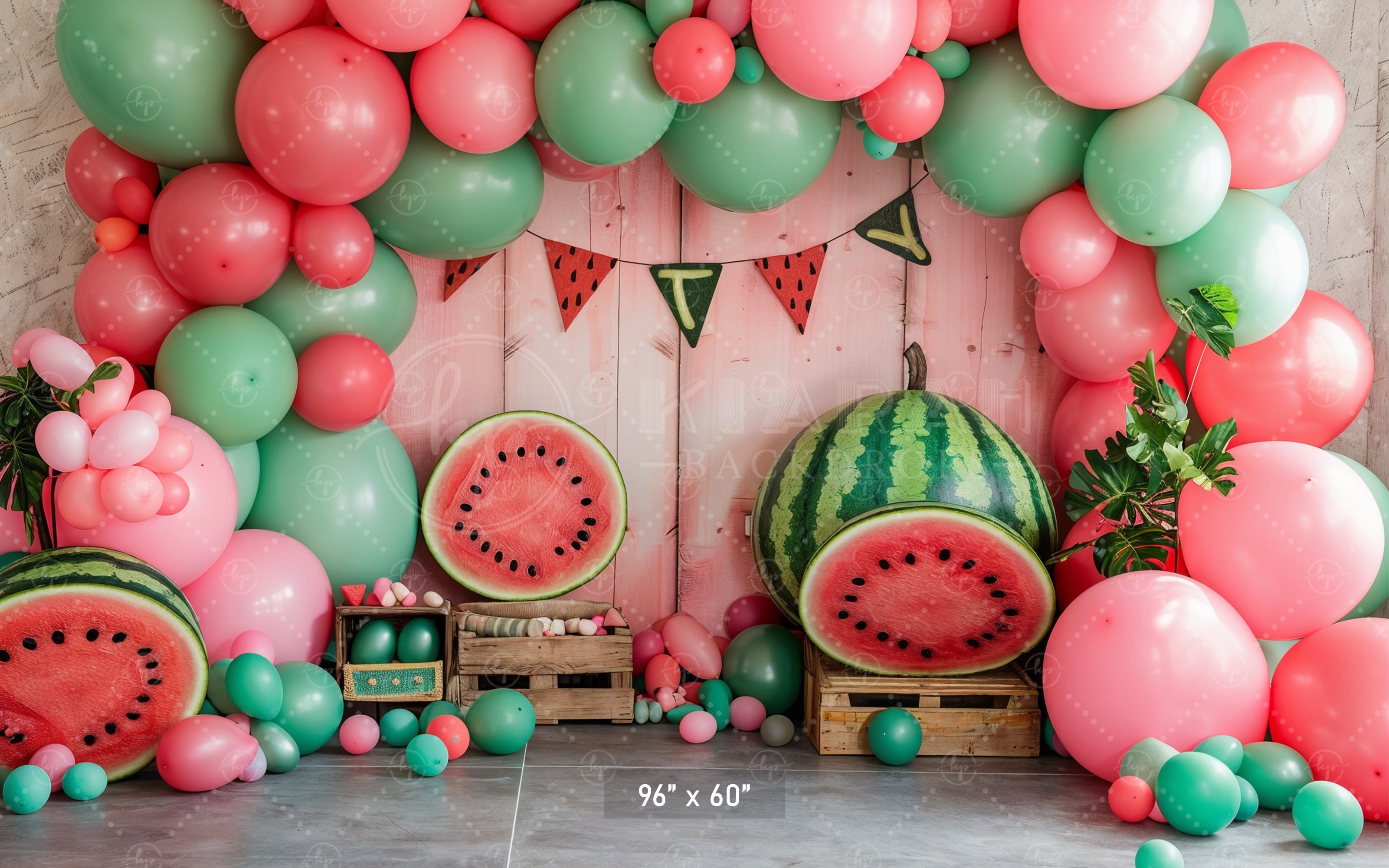 Watermelon and Balloons Celebration Backdrop