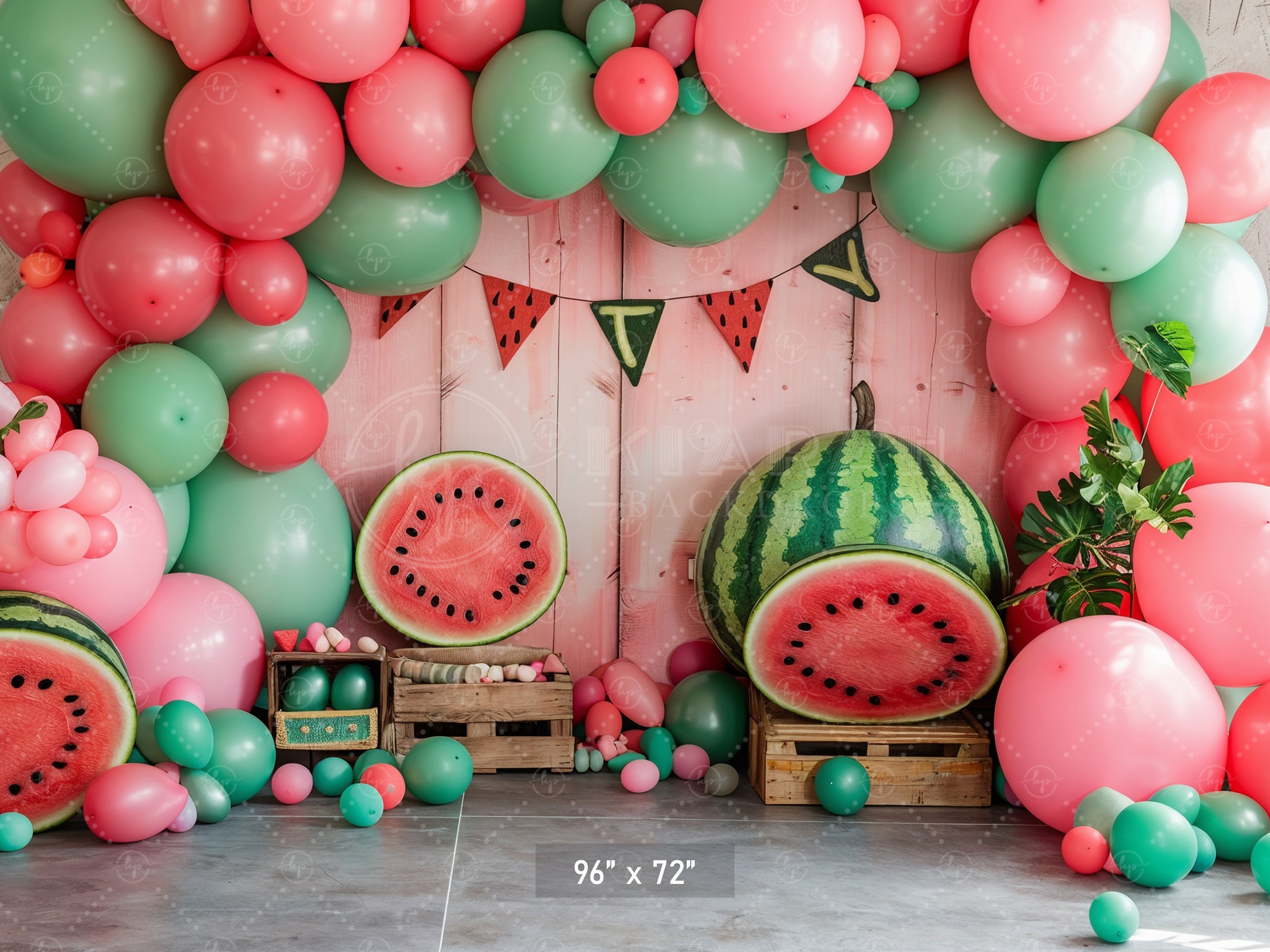 Watermelon and Balloons Celebration Backdrop