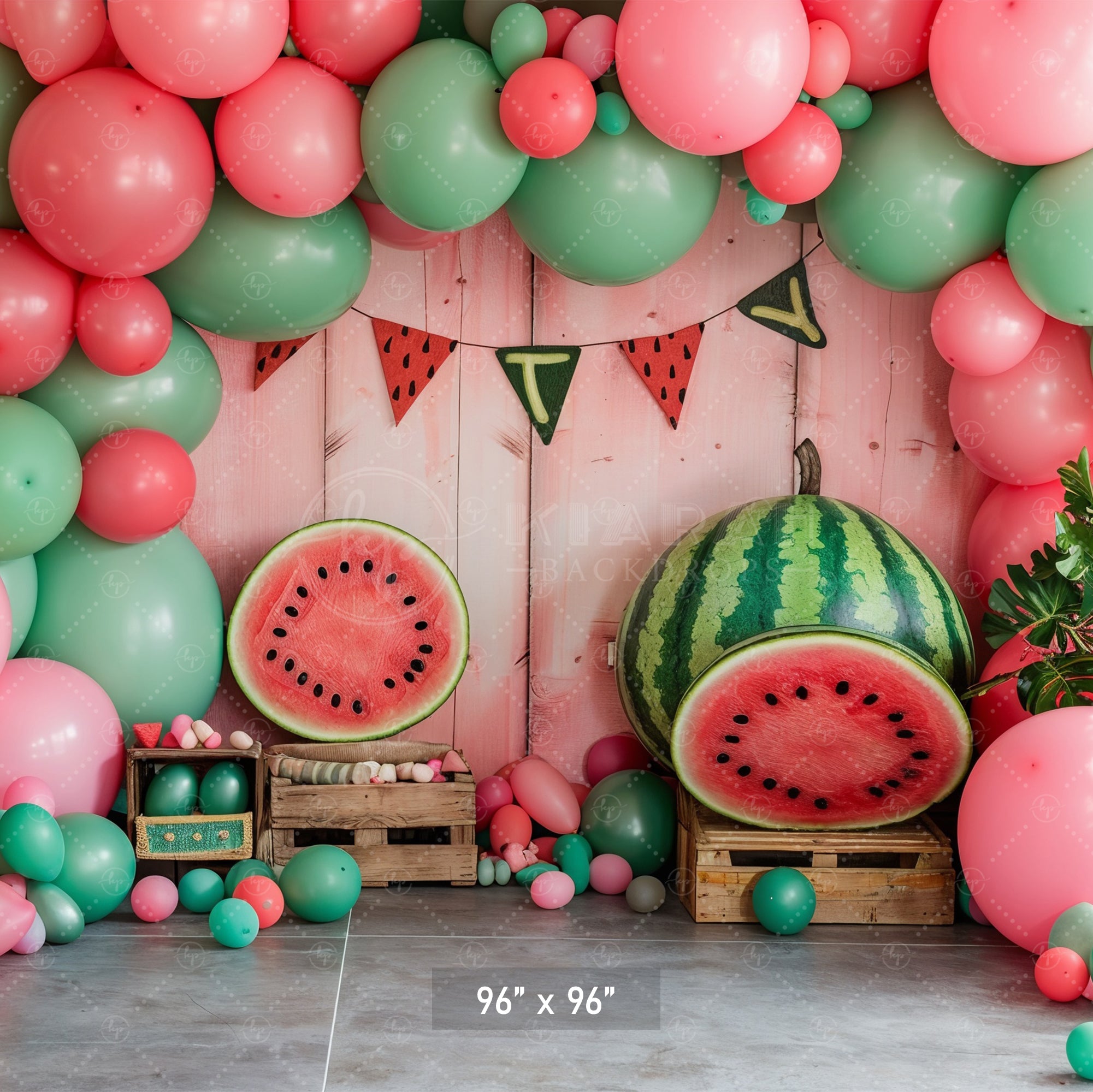 Watermelon and Balloons Celebration Backdrop