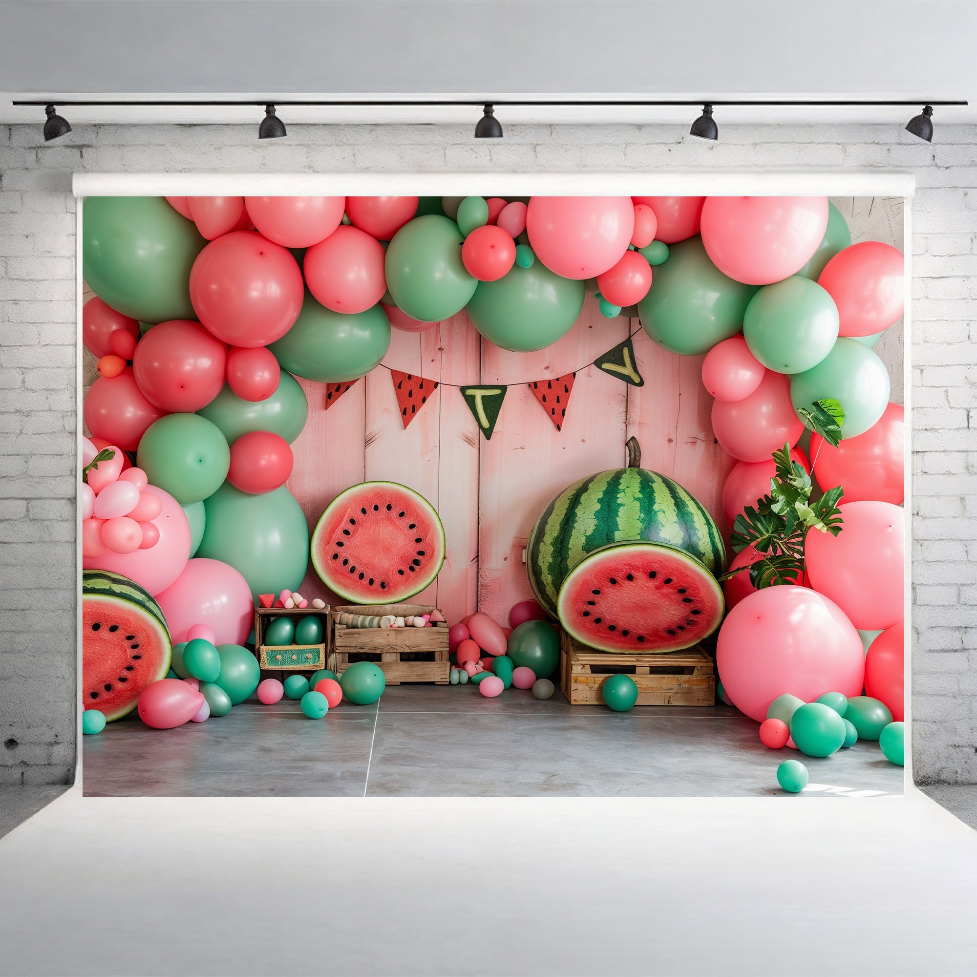 Watermelon and Balloons Celebration Backdrop