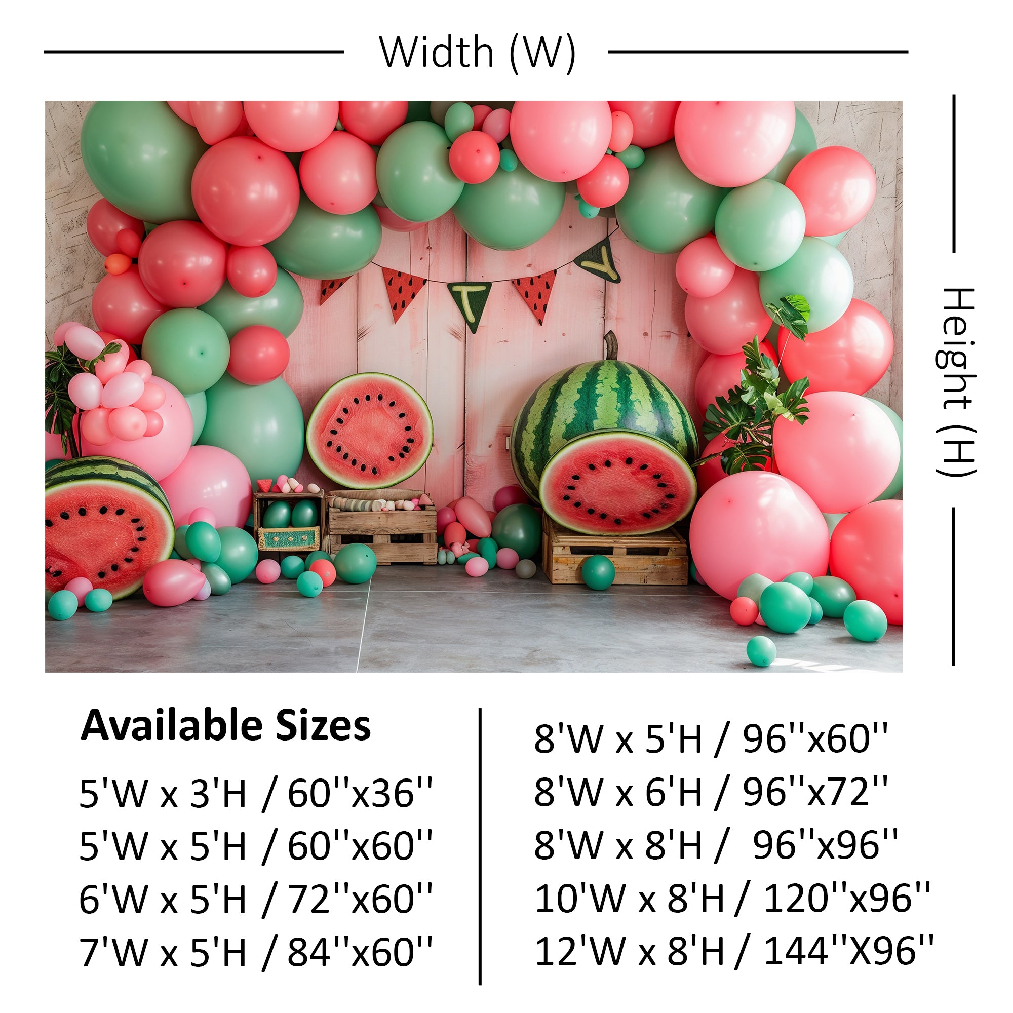 Watermelon and Balloons Celebration Backdrop