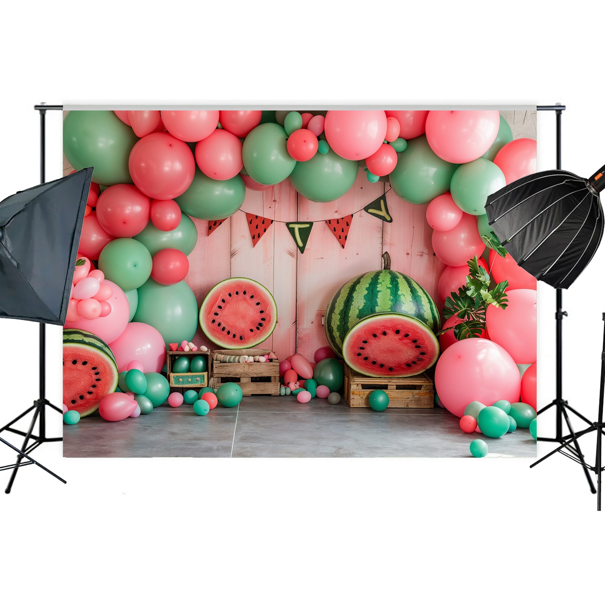 Watermelon and Balloons Celebration Backdrop