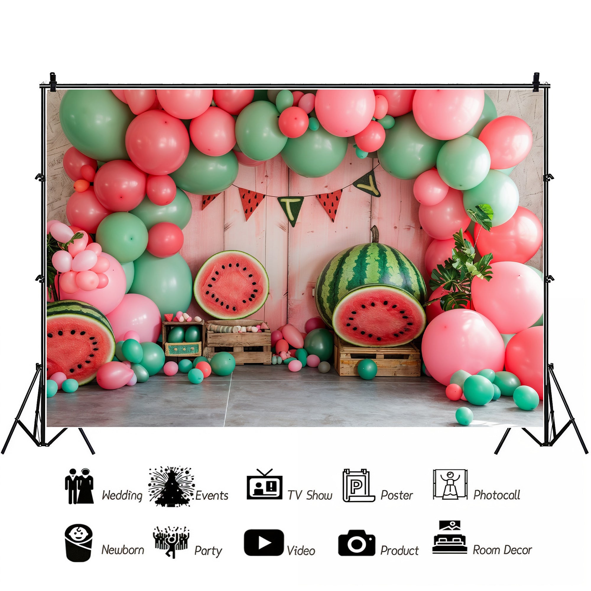 Watermelon and Balloons Celebration Backdrop