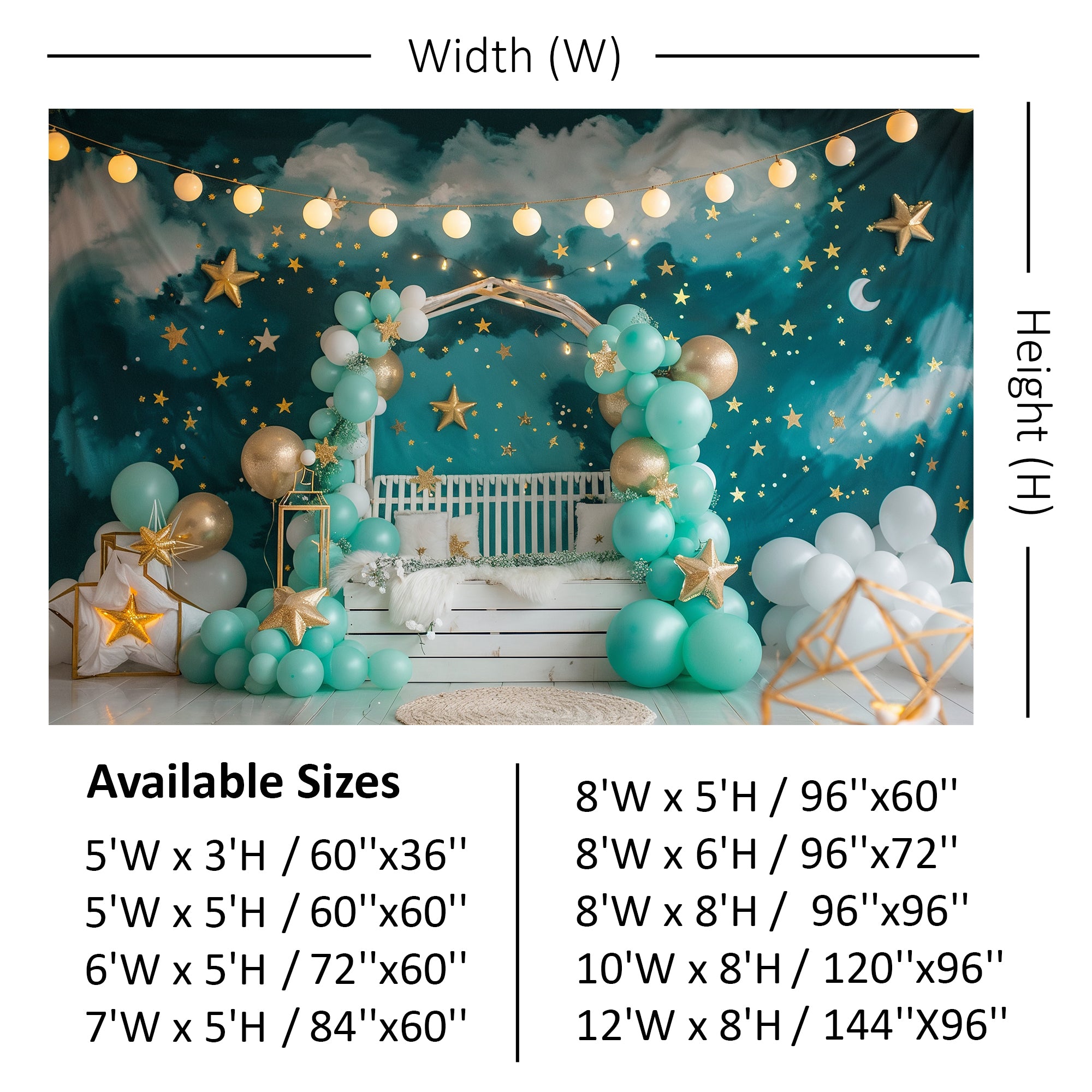 Dreamy Night Sky Stars and Balloons Backdrop