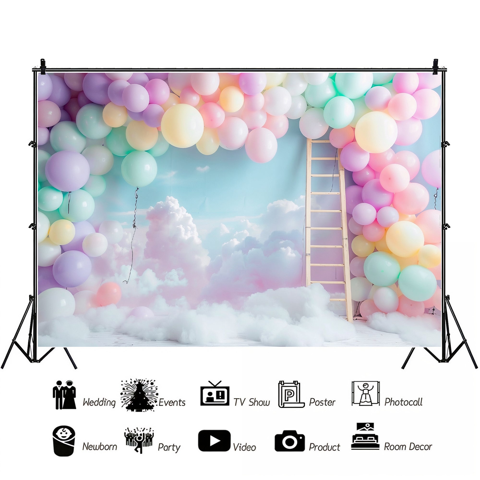 Pastel Balloon Cloudscape Backdrop