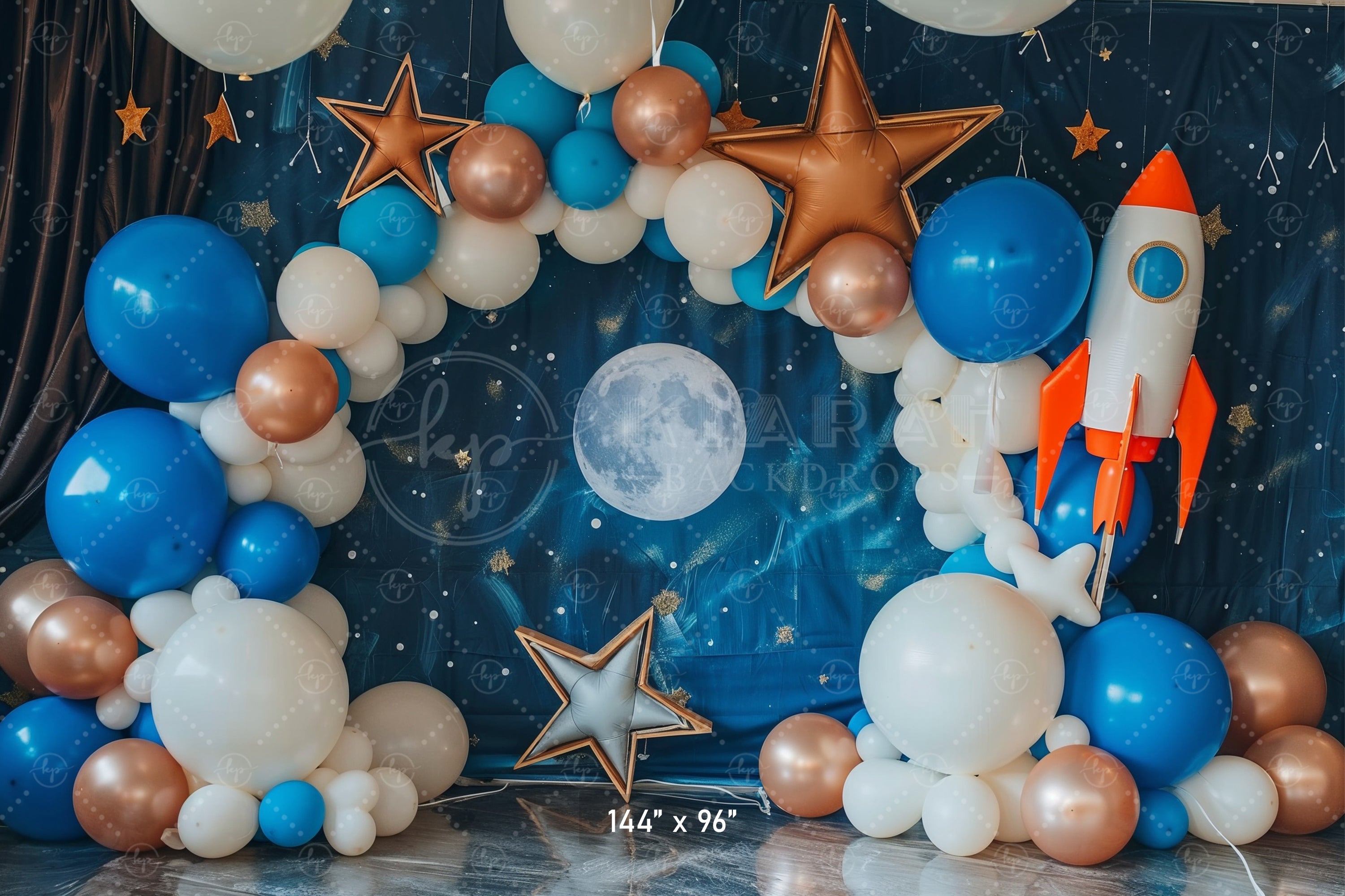 Cosmic Balloon Arch & Rocket Space Theme Backdrop