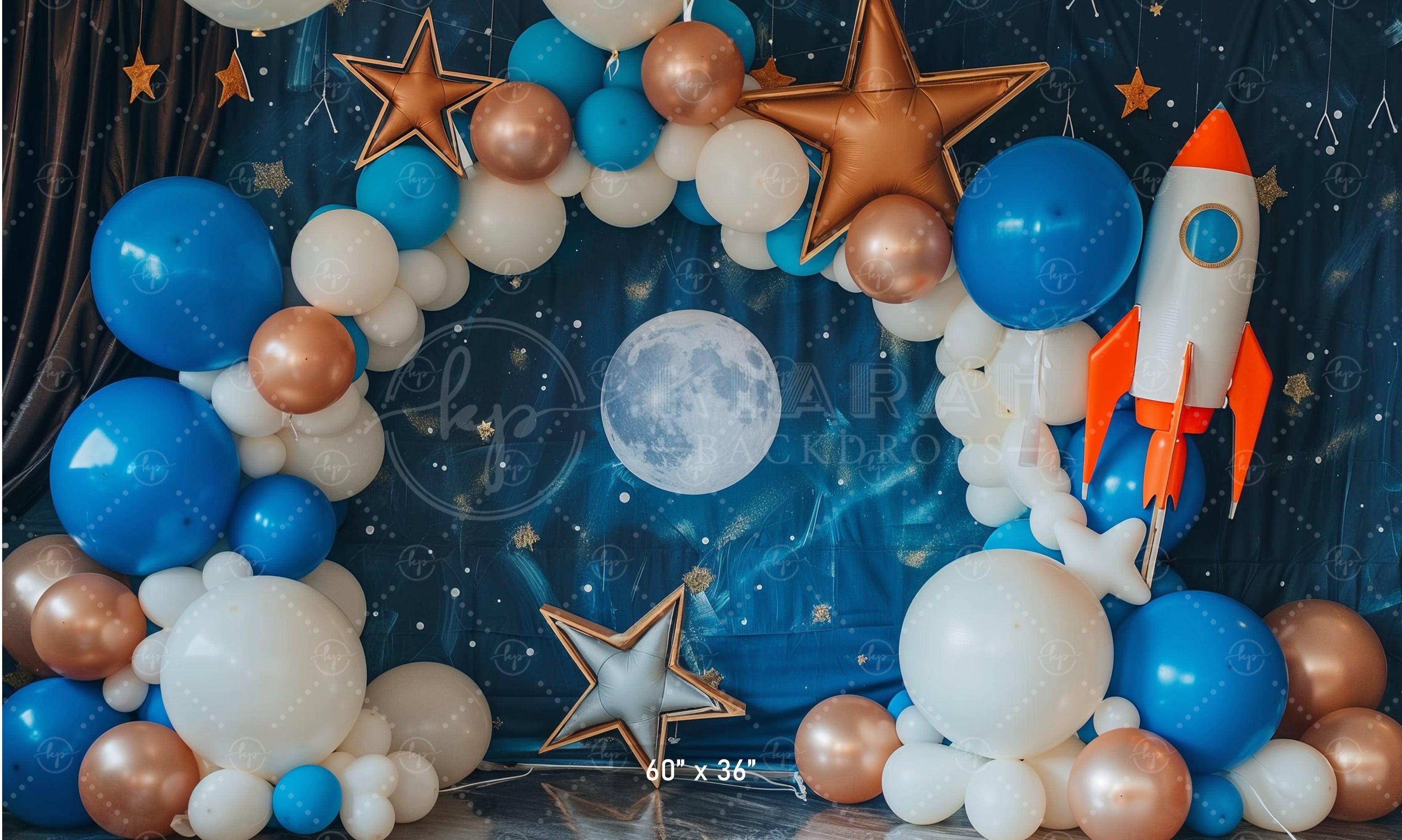 Cosmic Balloon Arch & Rocket Space Theme Backdrop