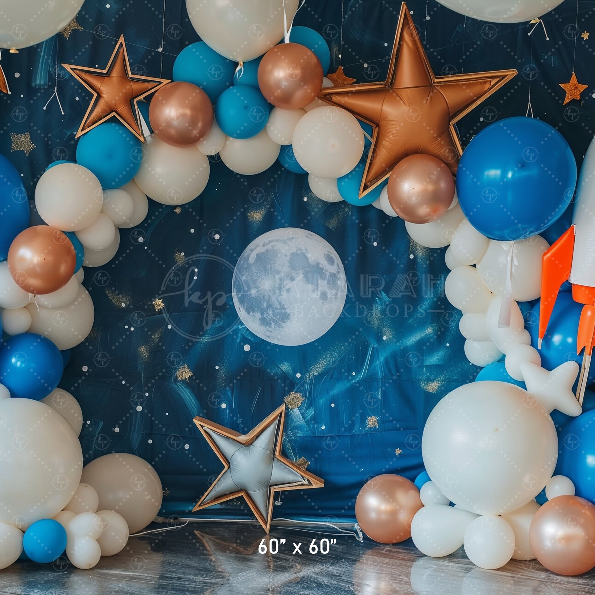 Cosmic Balloon Arch & Rocket Space Theme Backdrop