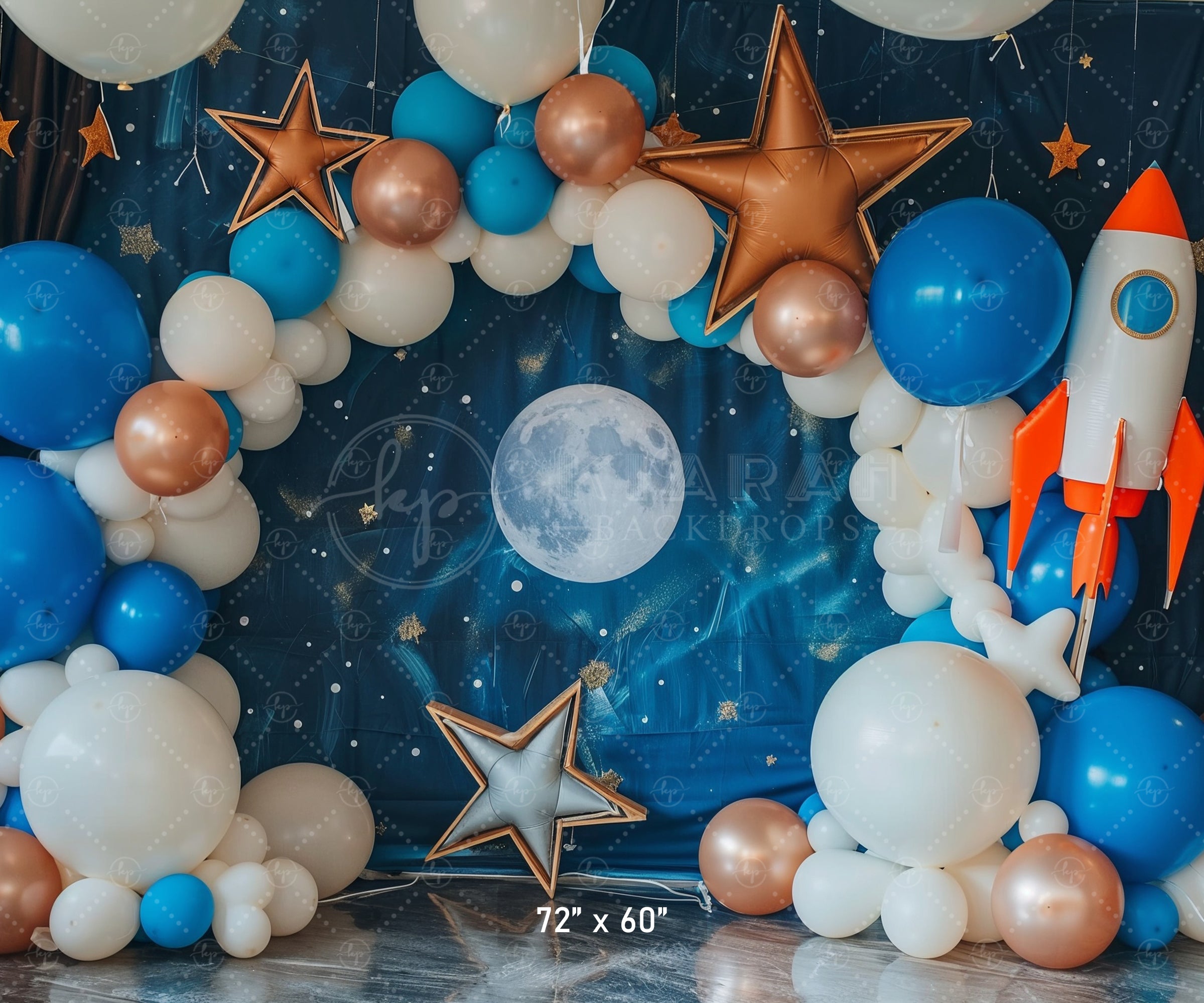 Cosmic Balloon Arch & Rocket Space Theme Backdrop