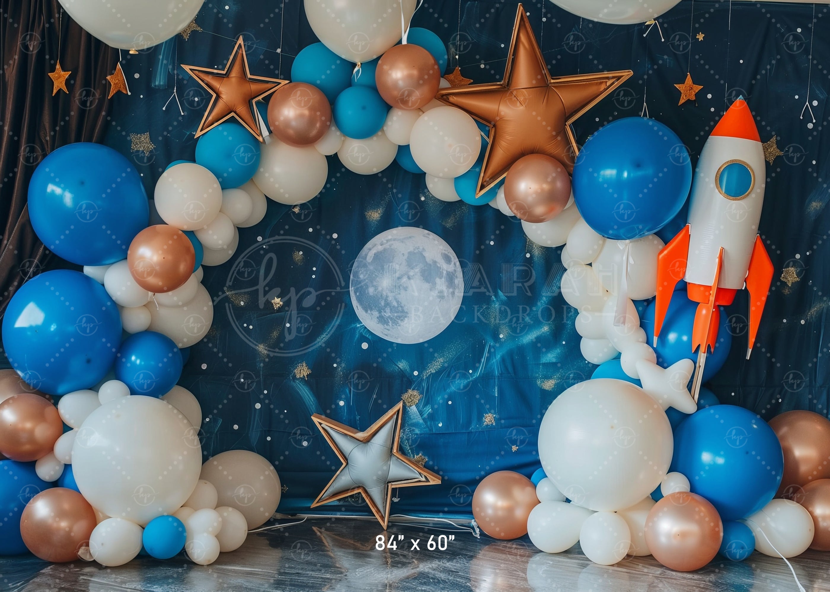 Cosmic Balloon Arch & Rocket Space Theme Backdrop
