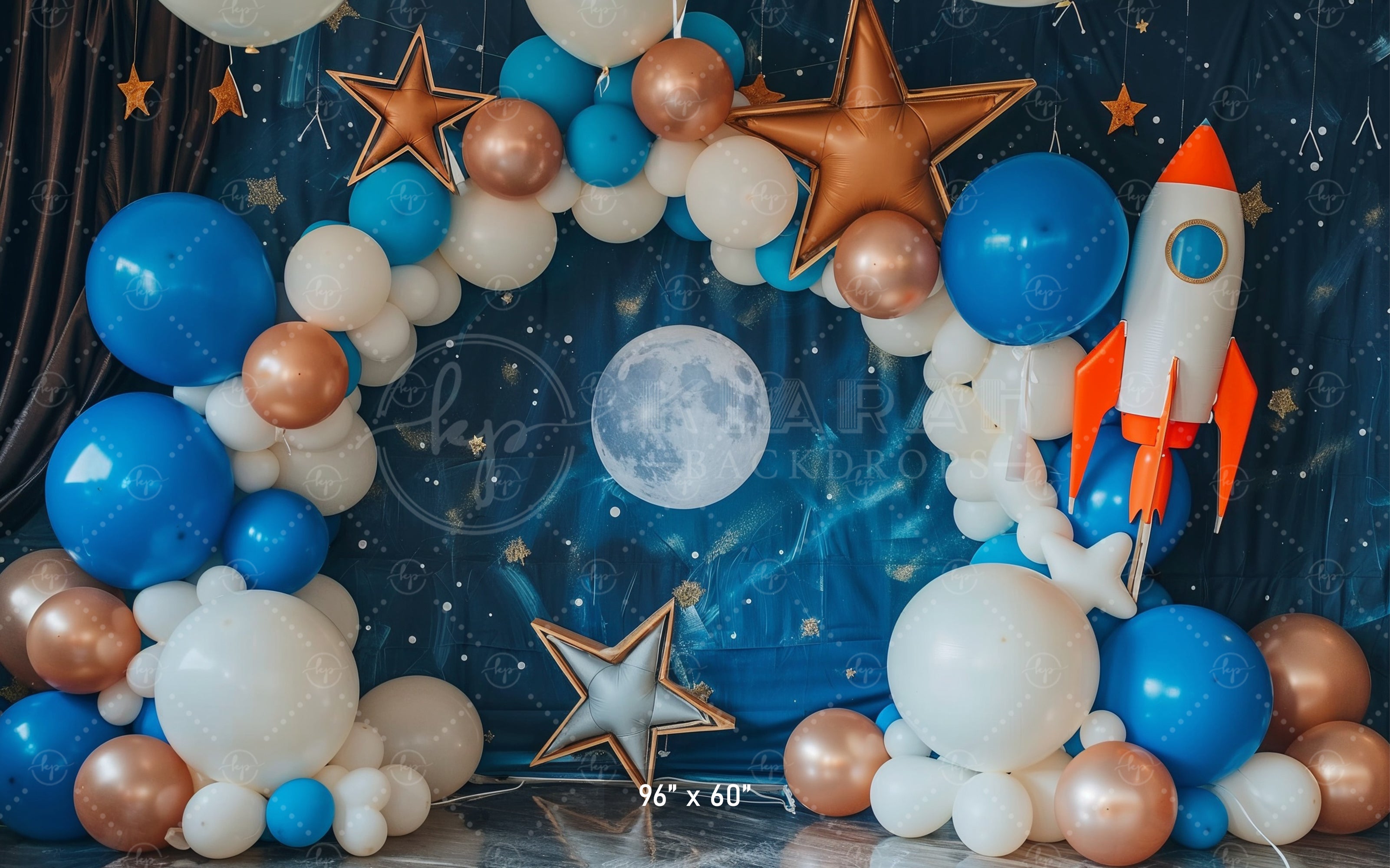 Cosmic Balloon Arch & Rocket Space Theme Backdrop