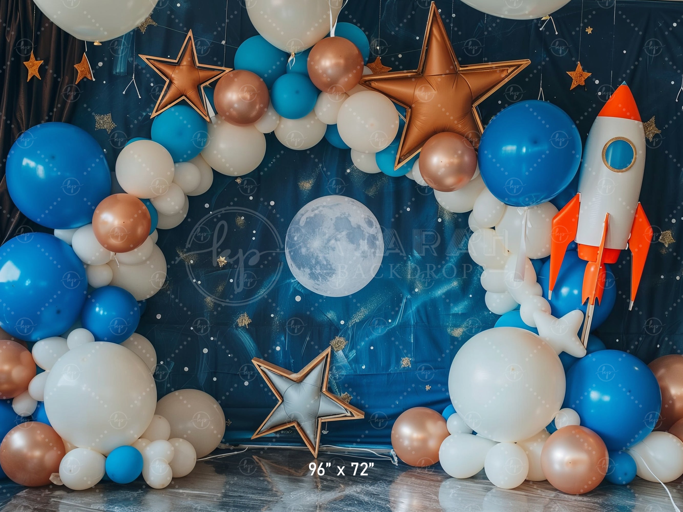Cosmic Balloon Arch & Rocket Space Theme Backdrop