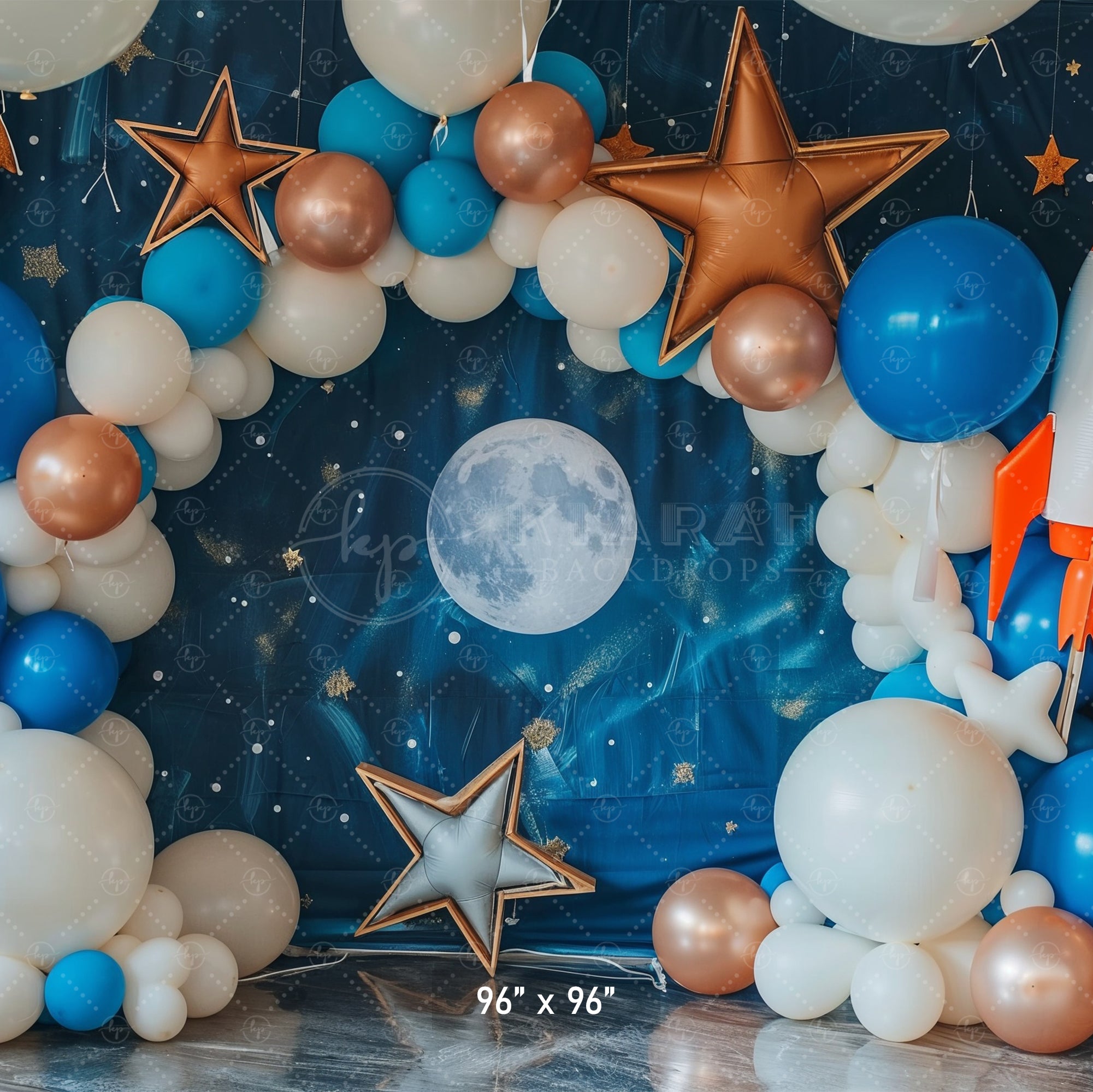 Cosmic Balloon Arch & Rocket Space Theme Backdrop
