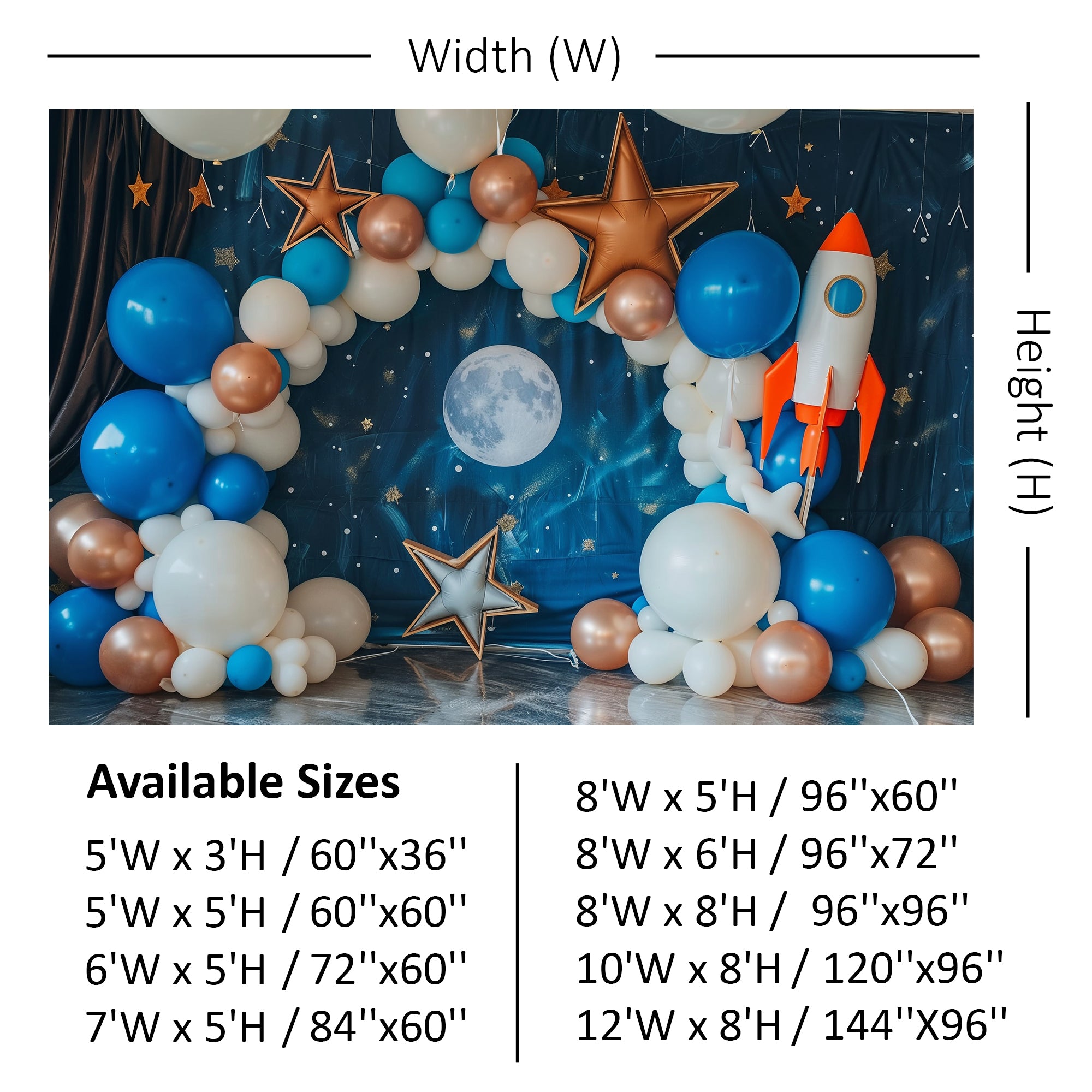 Cosmic Balloon Arch & Rocket Space Theme Backdrop