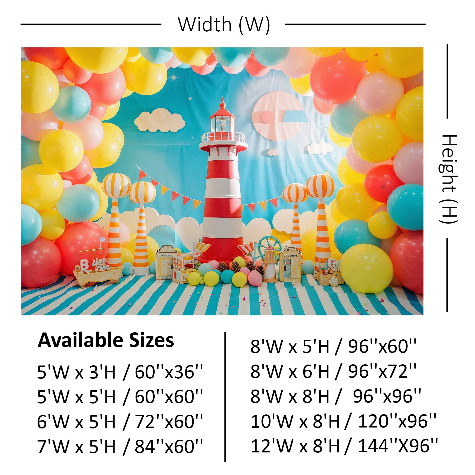 Vibrant Nautical Lighthouse Party Backdrop