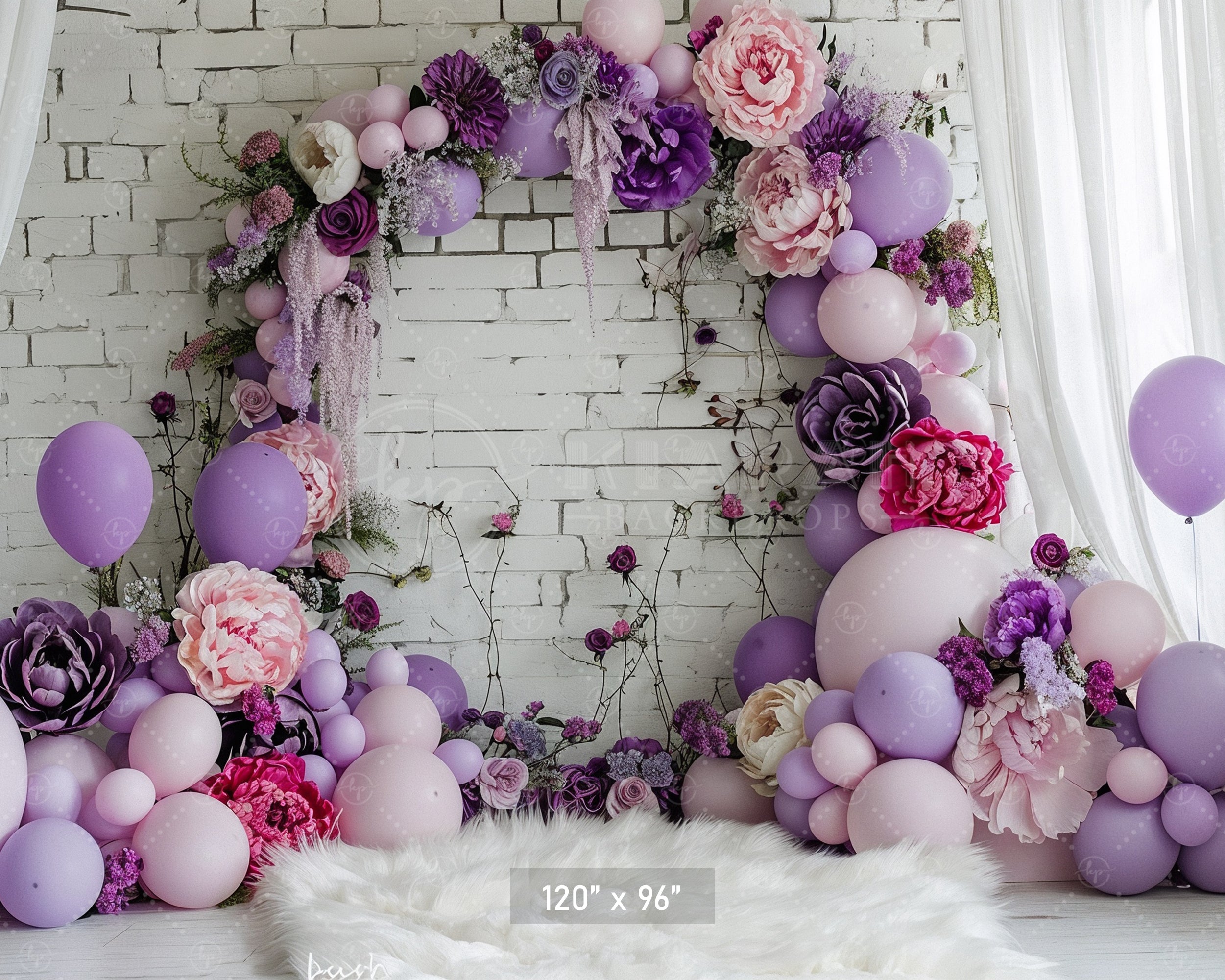 Floral Lavender Balloon Arch Backdrop
