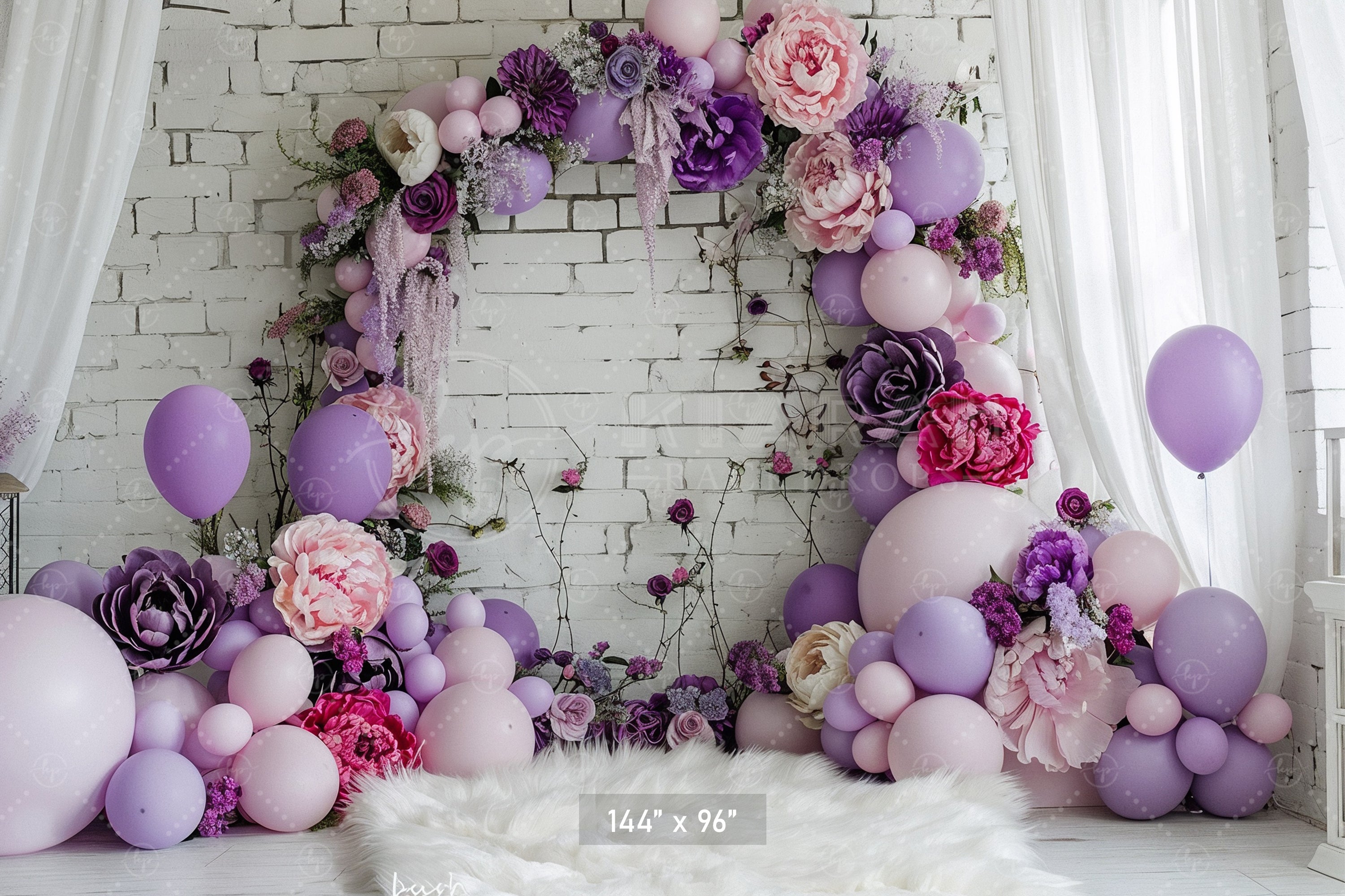 Floral Lavender Balloon Arch Backdrop