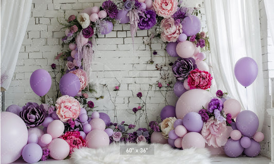 Floral Lavender Balloon Arch Backdrop