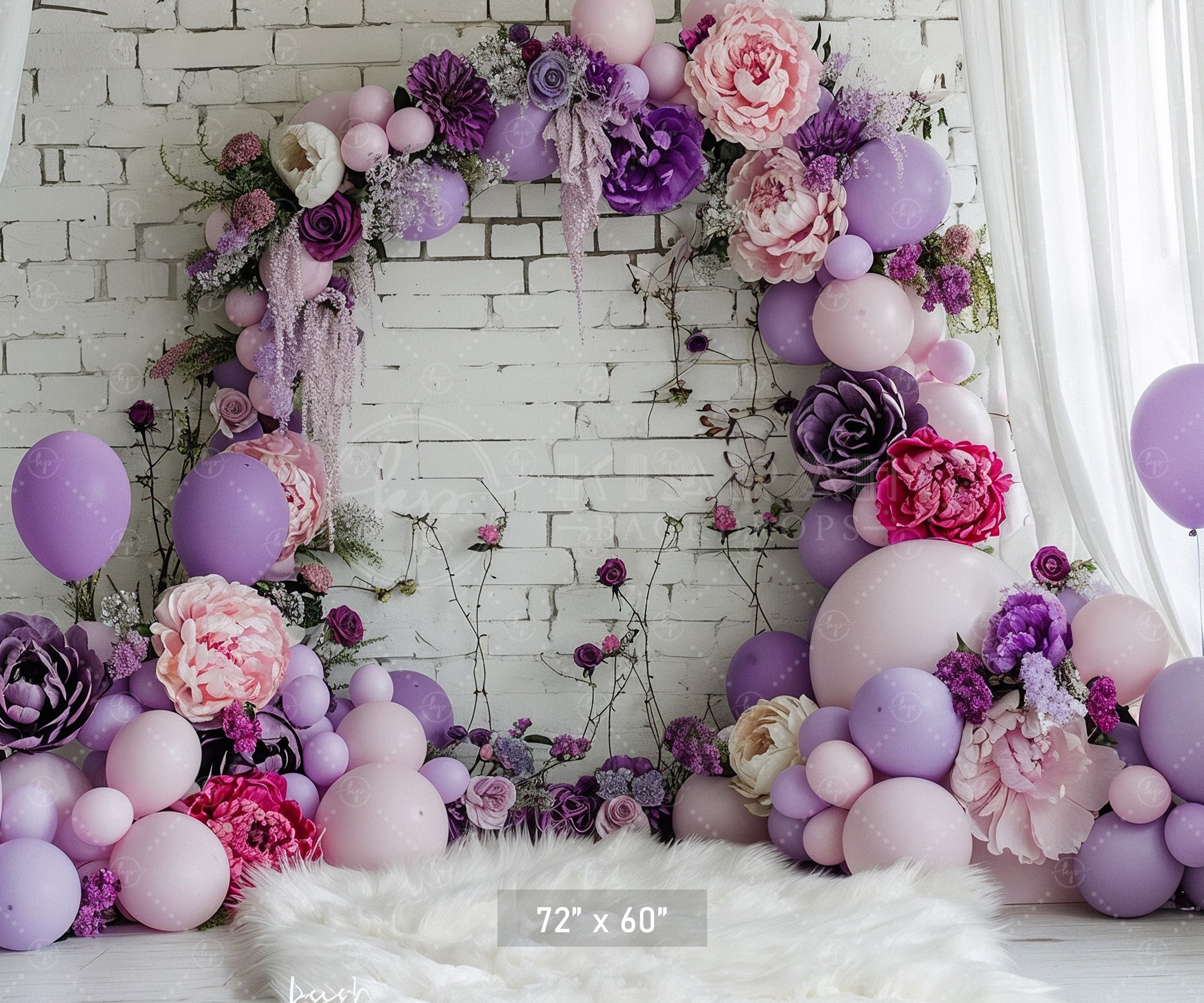 Floral Lavender Balloon Arch Backdrop