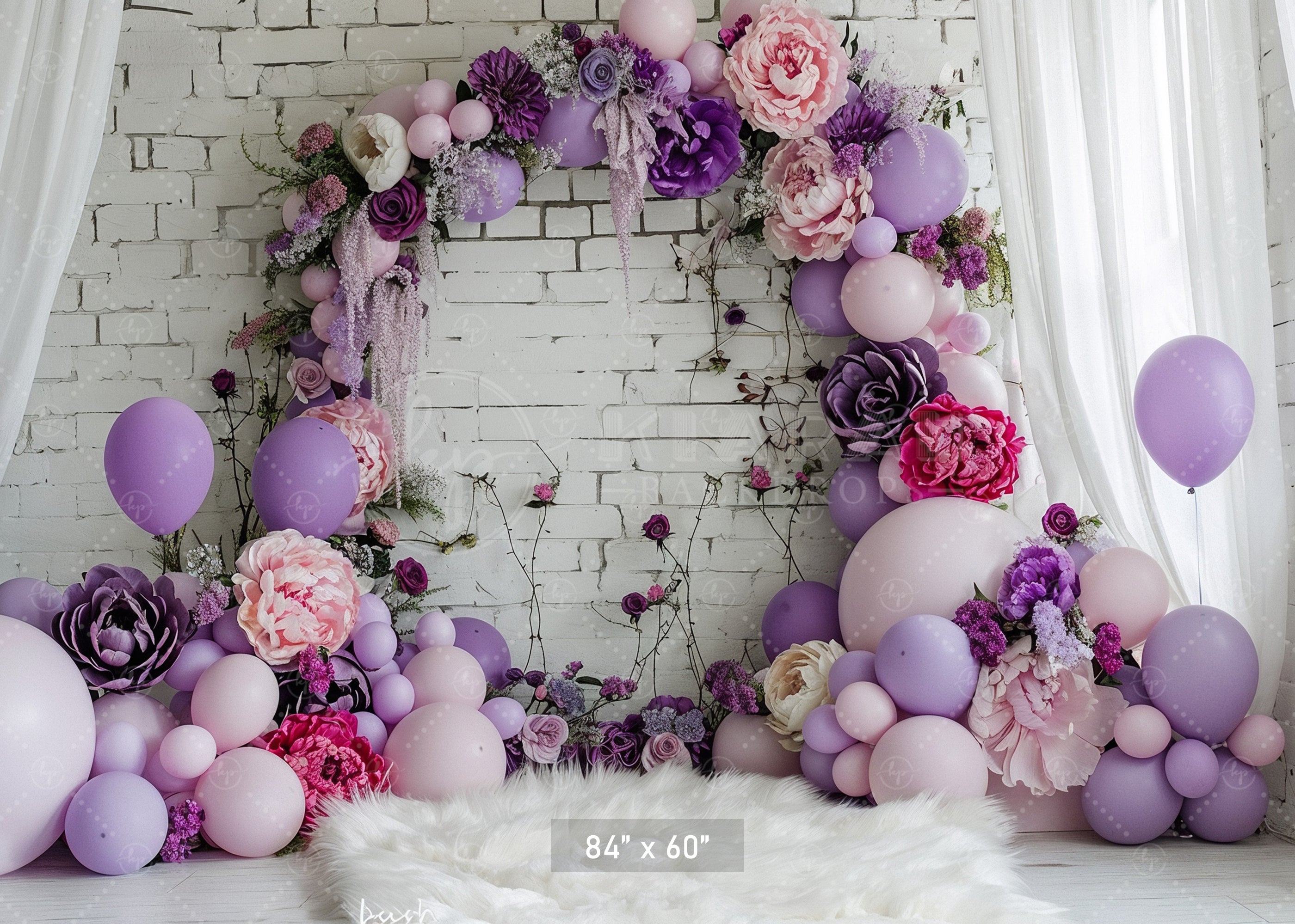 Floral Lavender Balloon Arch Backdrop