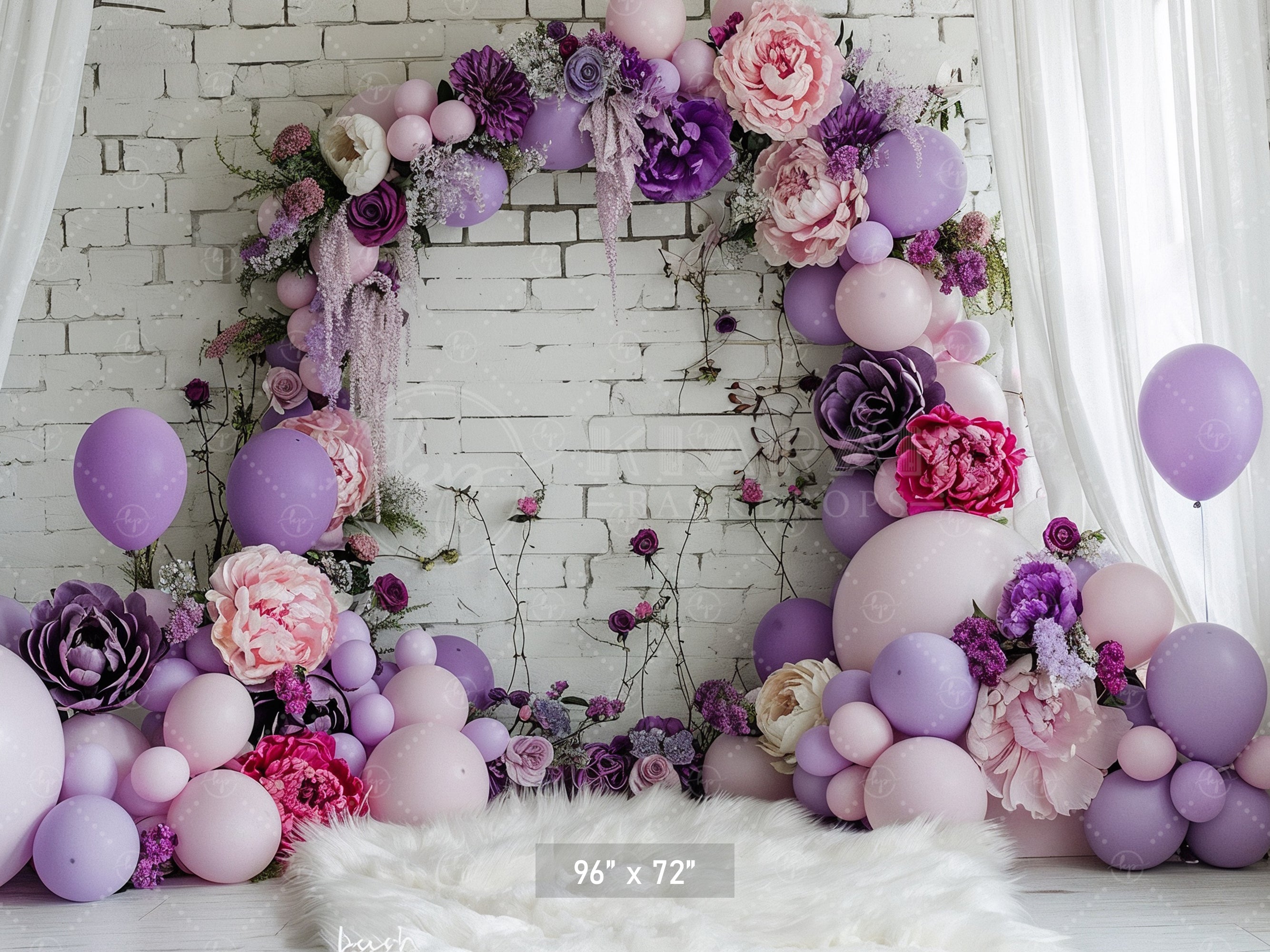 Floral Lavender Balloon Arch Backdrop