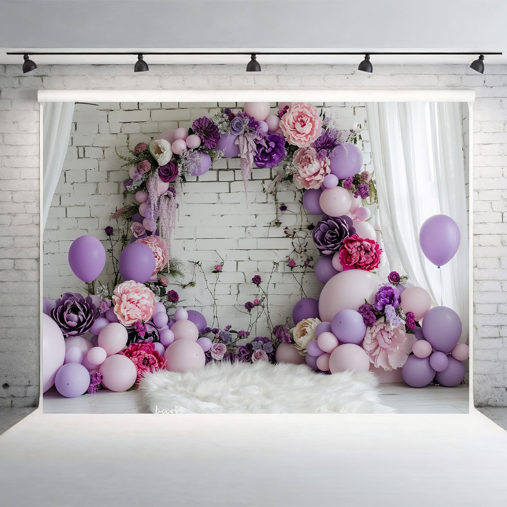 Floral Lavender Balloon Arch Backdrop