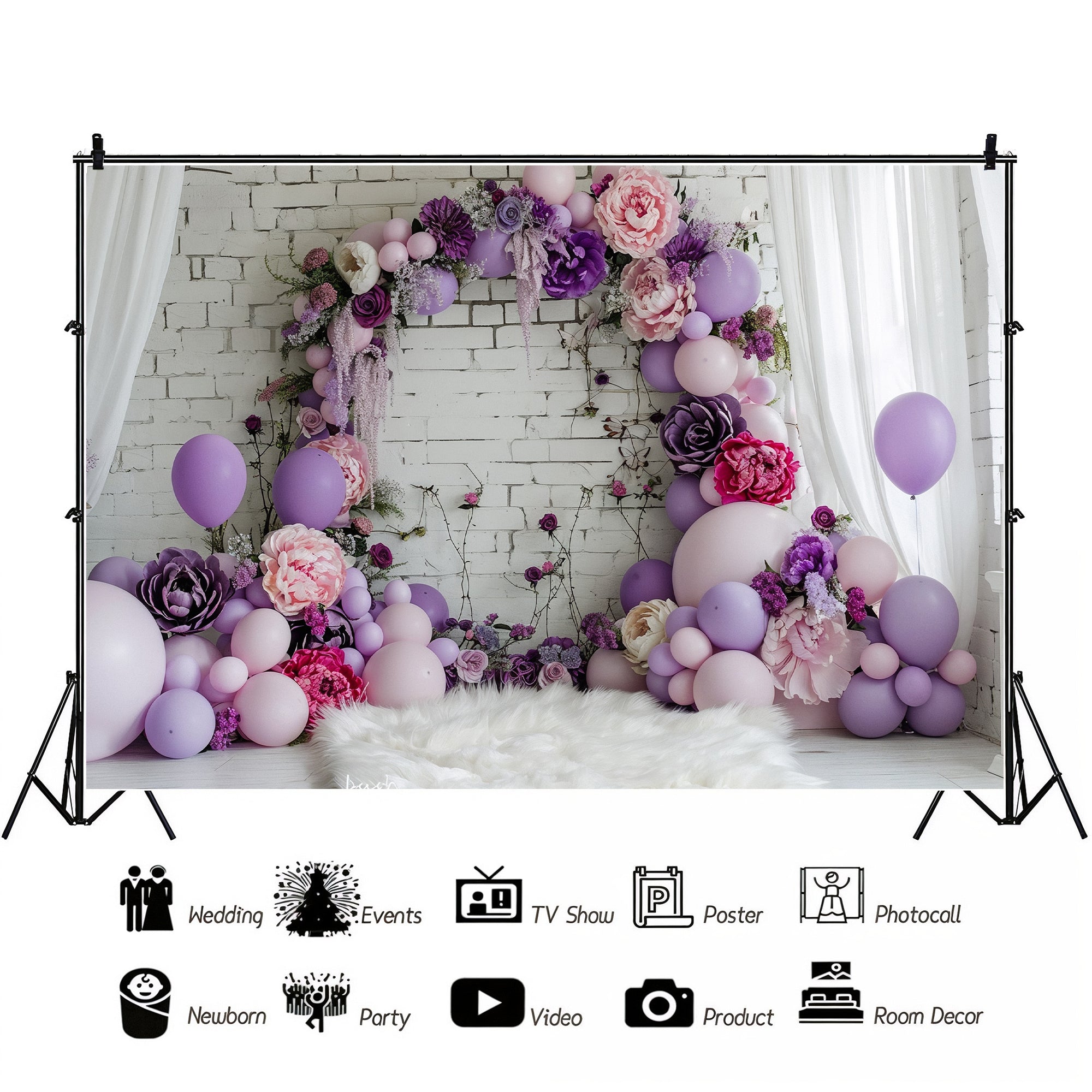 Floral Lavender Balloon Arch Backdrop