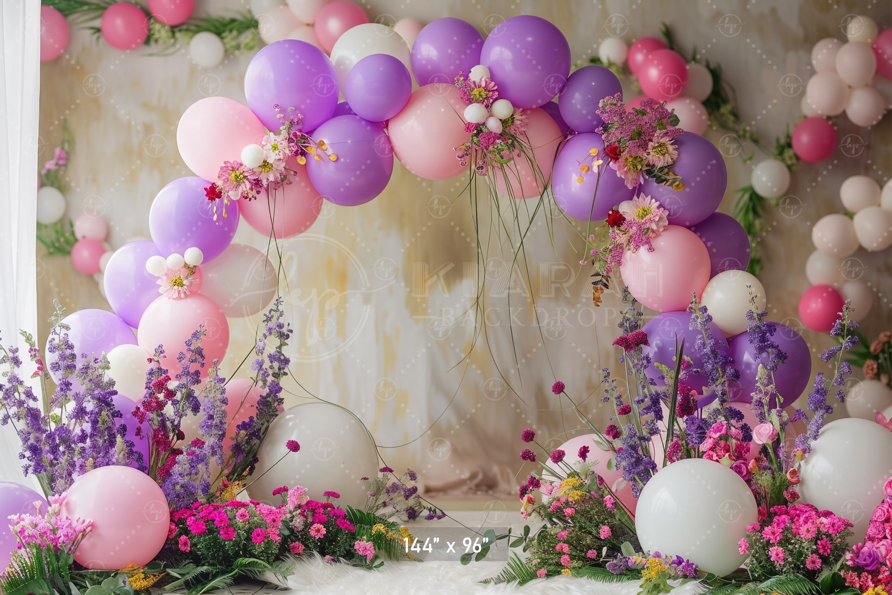 Pastel Floral Balloon Arch Backdrop