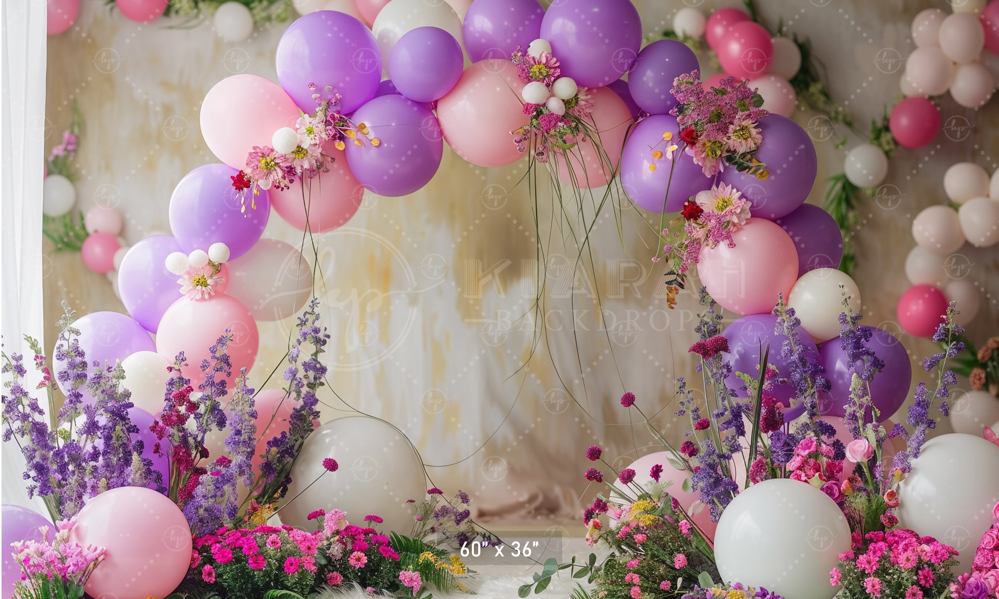 Pastel Floral Balloon Arch Backdrop
