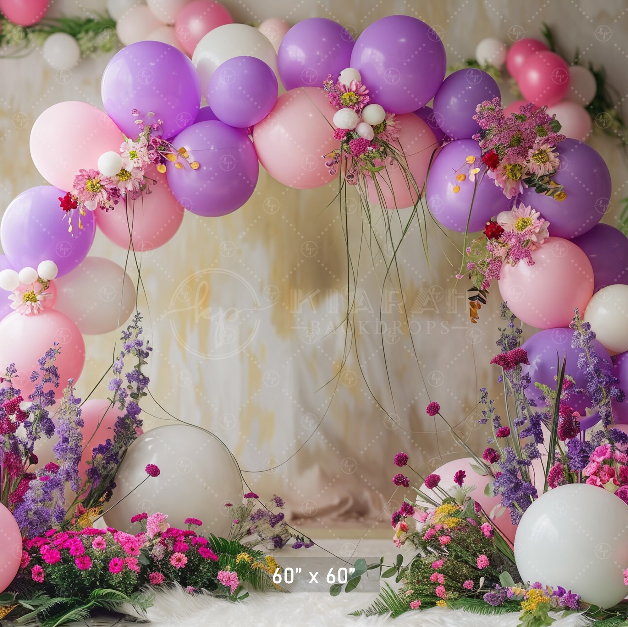 Pastel Floral Balloon Arch Backdrop