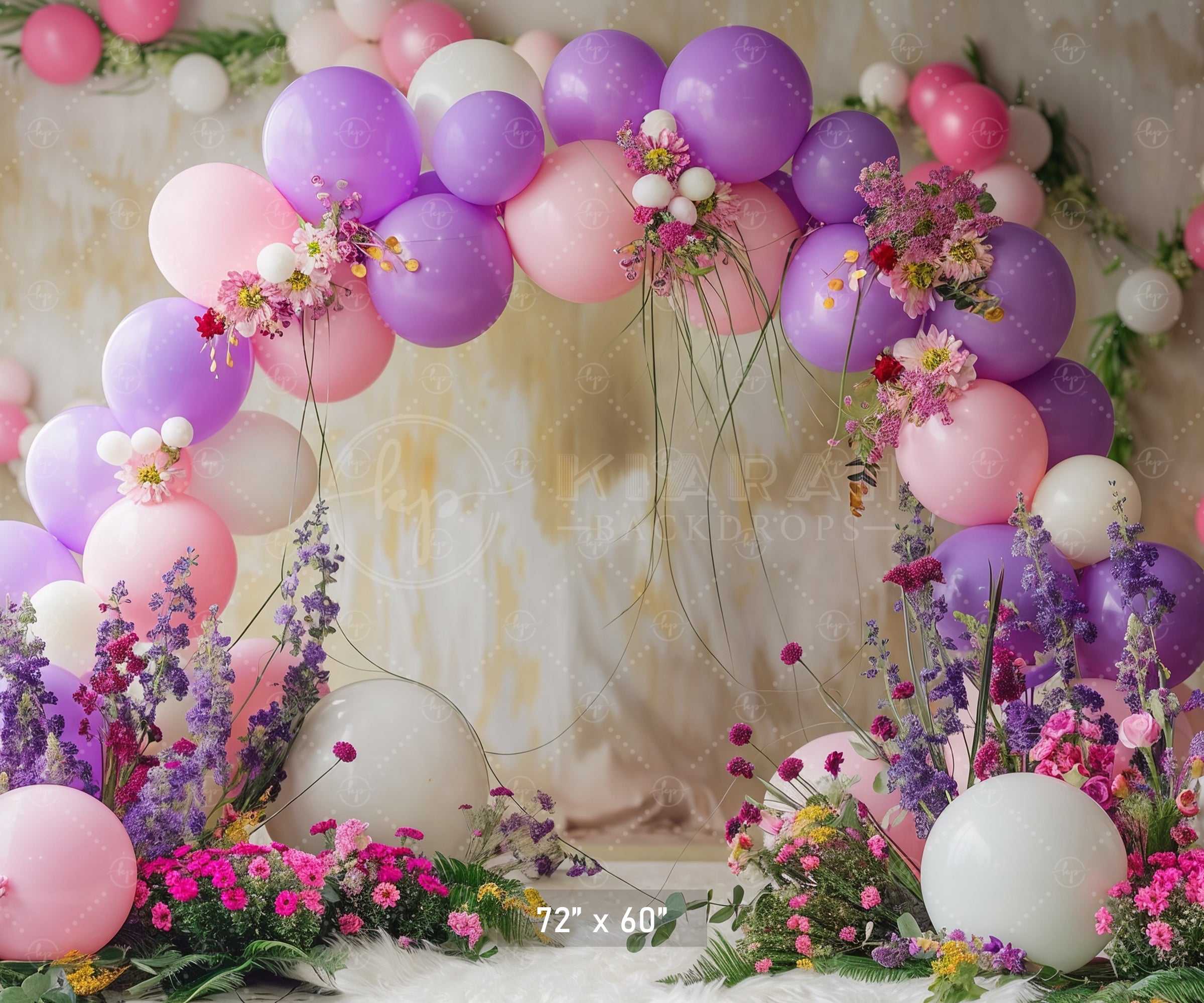 Pastel Floral Balloon Arch Backdrop