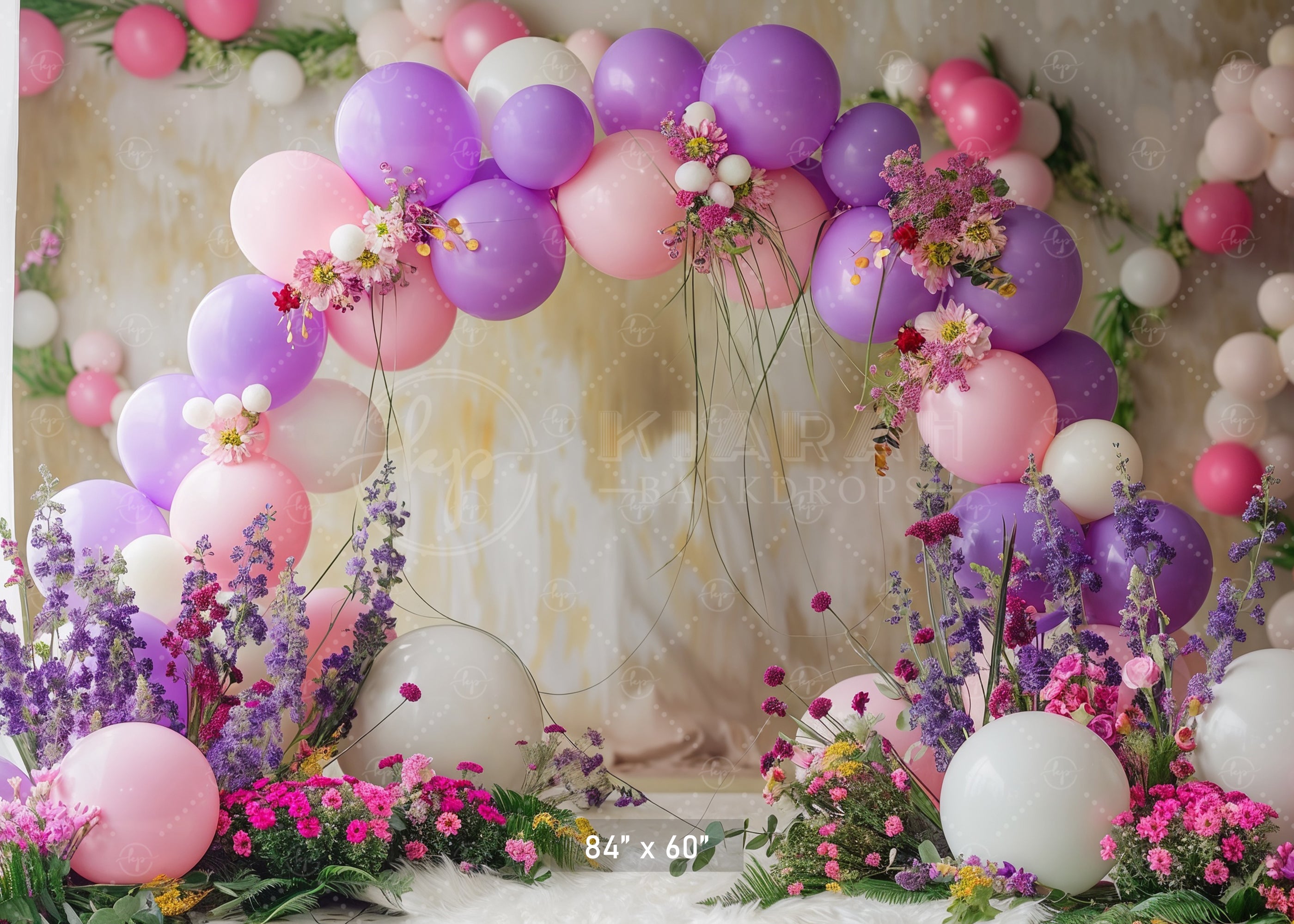 Pastel Floral Balloon Arch Backdrop