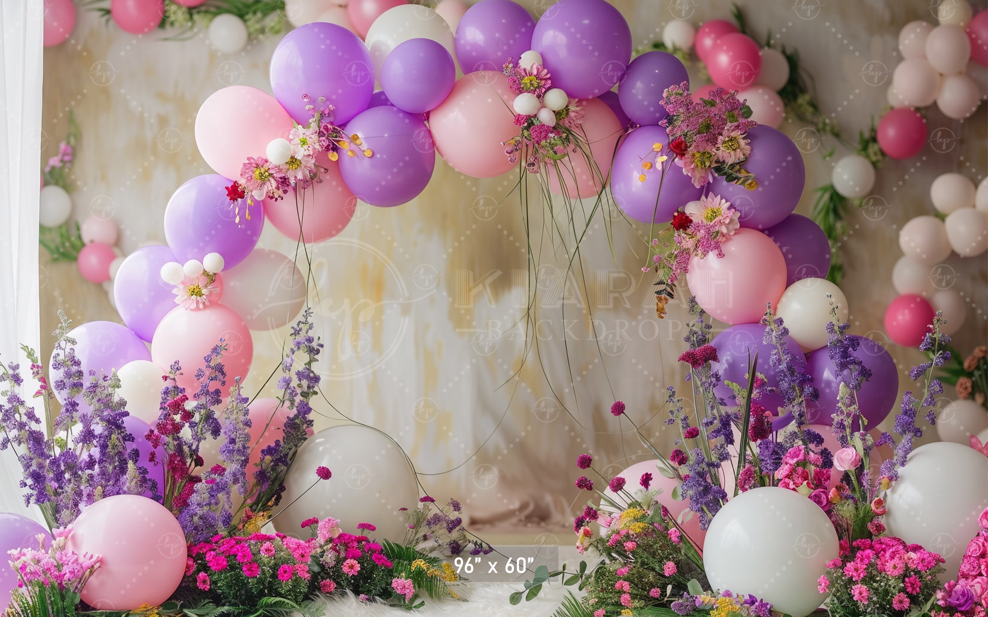 Pastel Floral Balloon Arch Backdrop
