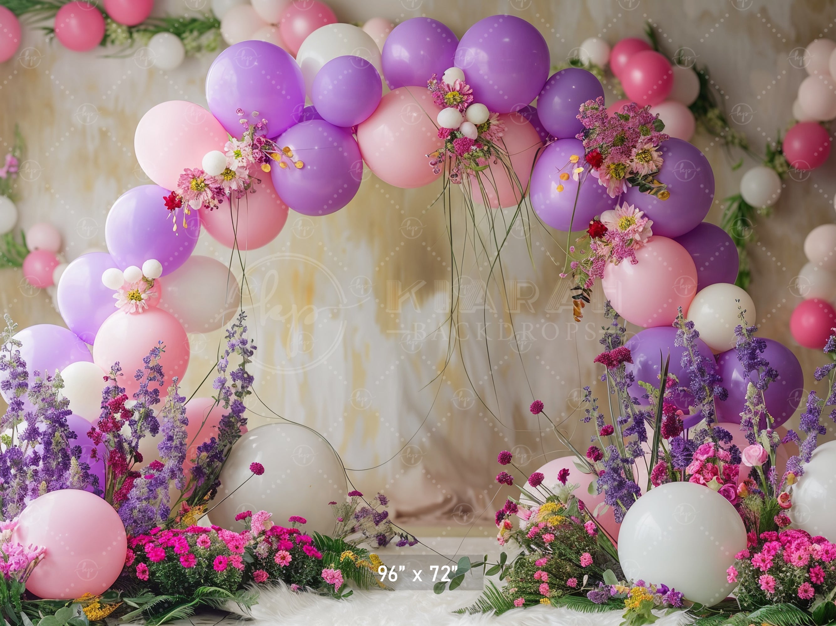 Pastel Floral Balloon Arch Backdrop