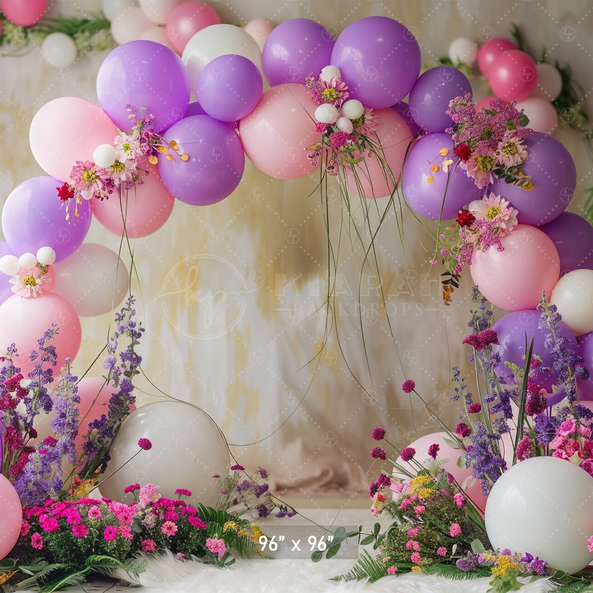 Pastel Floral Balloon Arch Backdrop