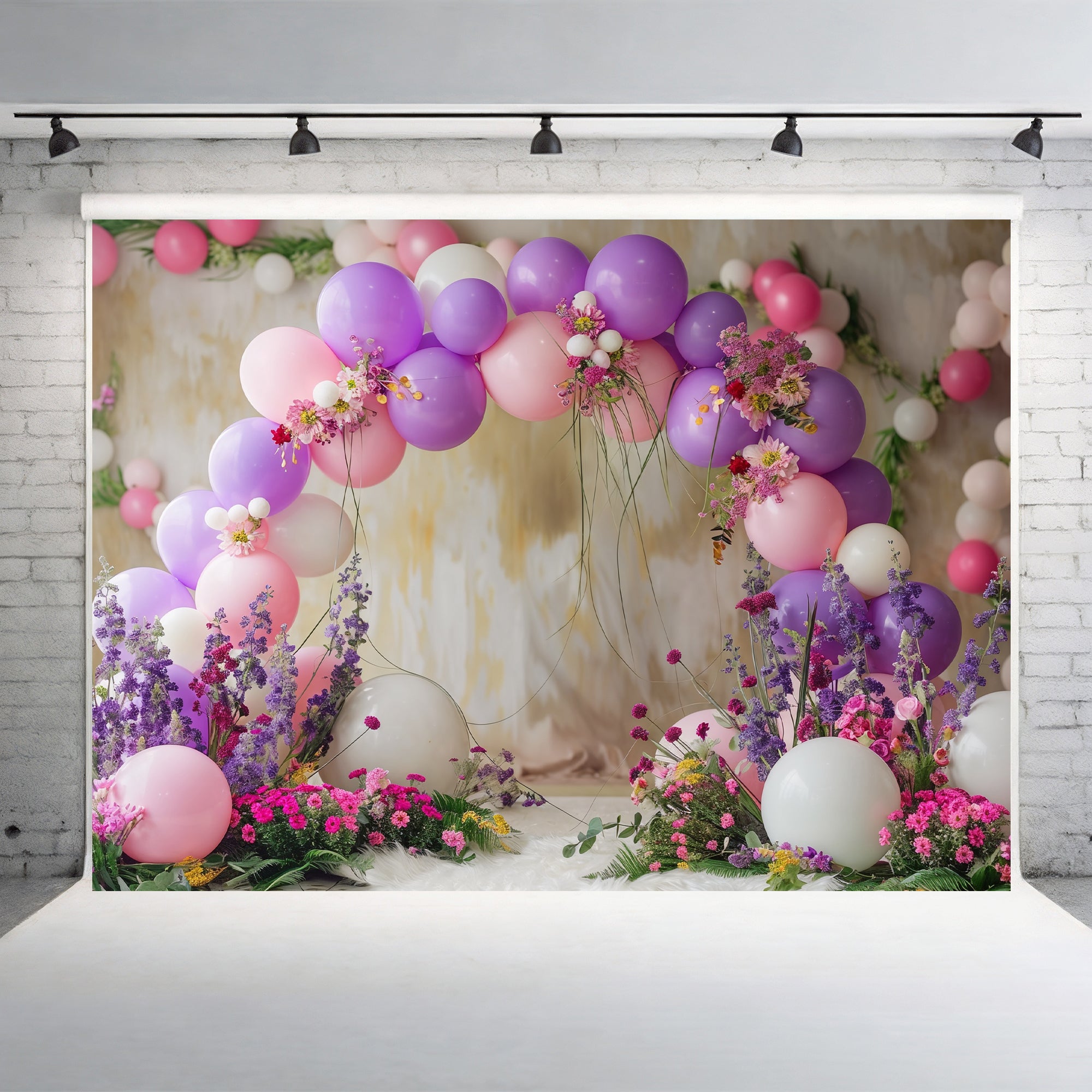 Pastel Floral Balloon Arch Backdrop