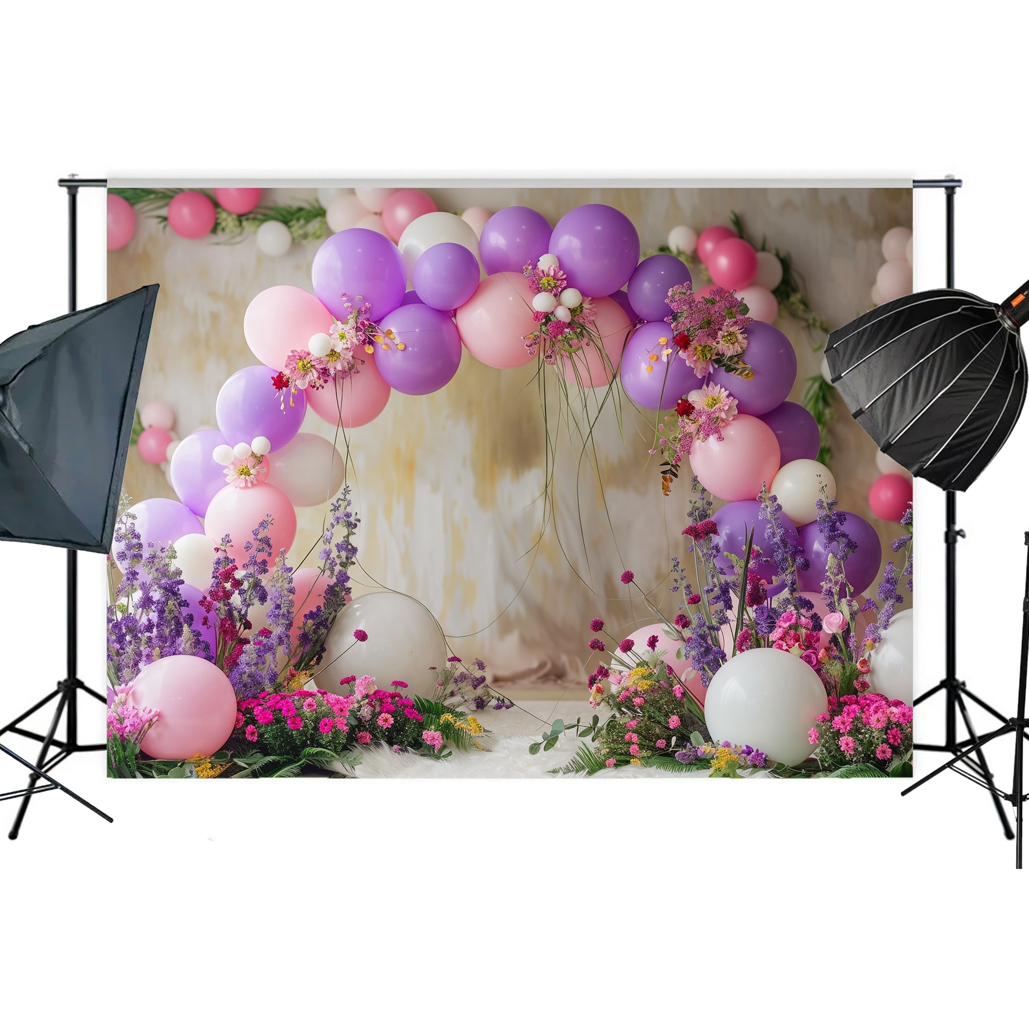 Pastel Floral Balloon Arch Backdrop