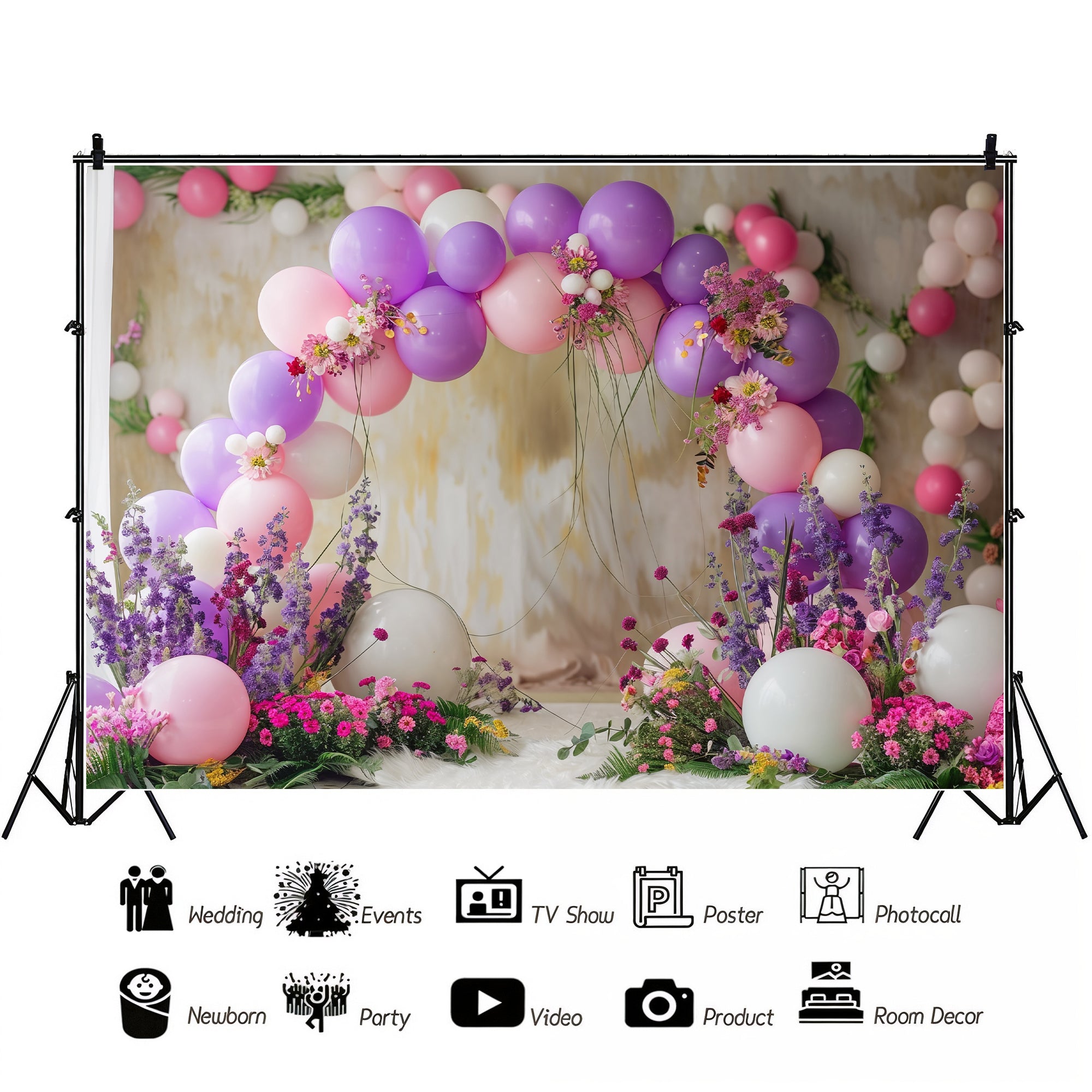 Pastel Floral Balloon Arch Backdrop