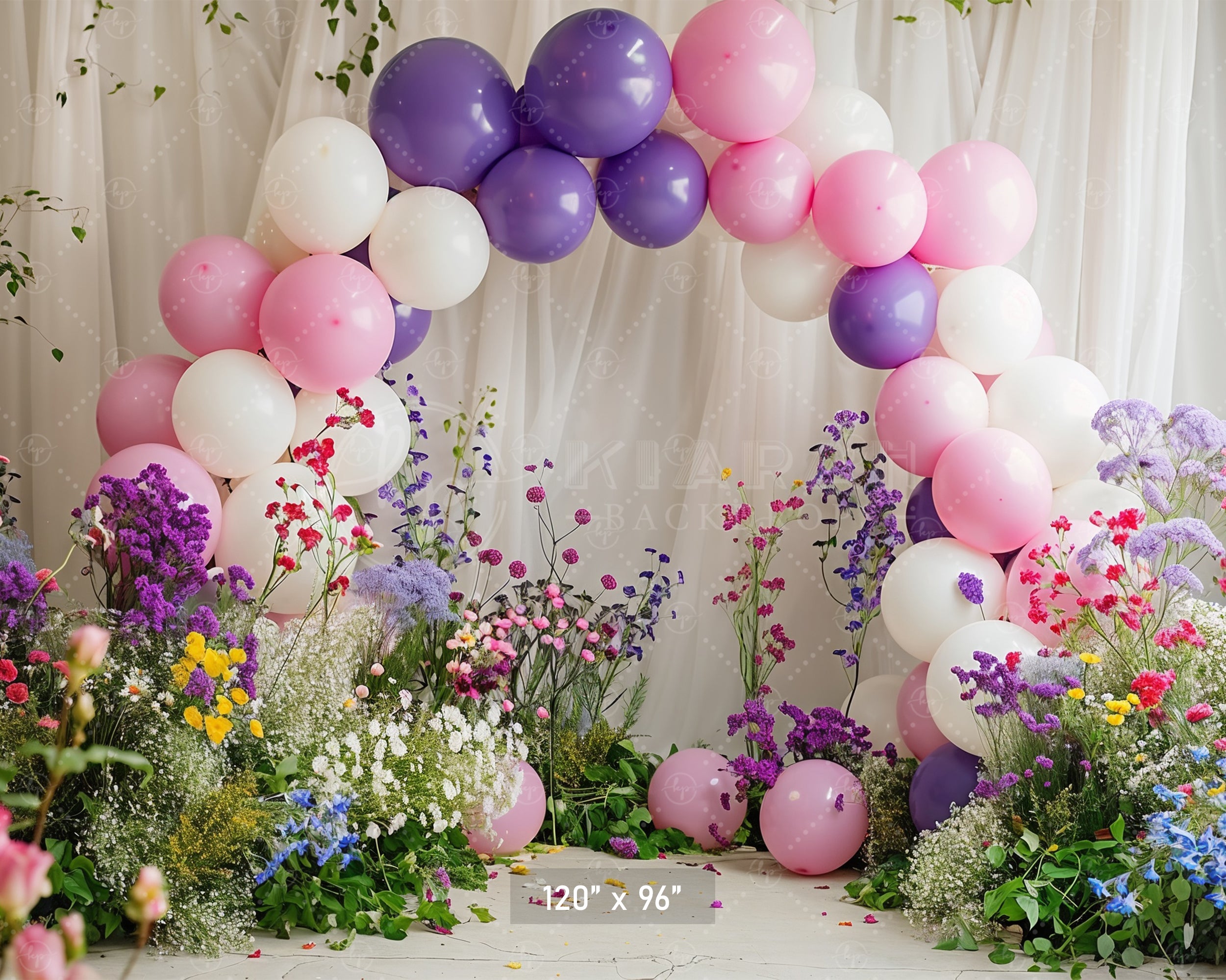 Pastel Balloon and Bloom Arch Backdrop