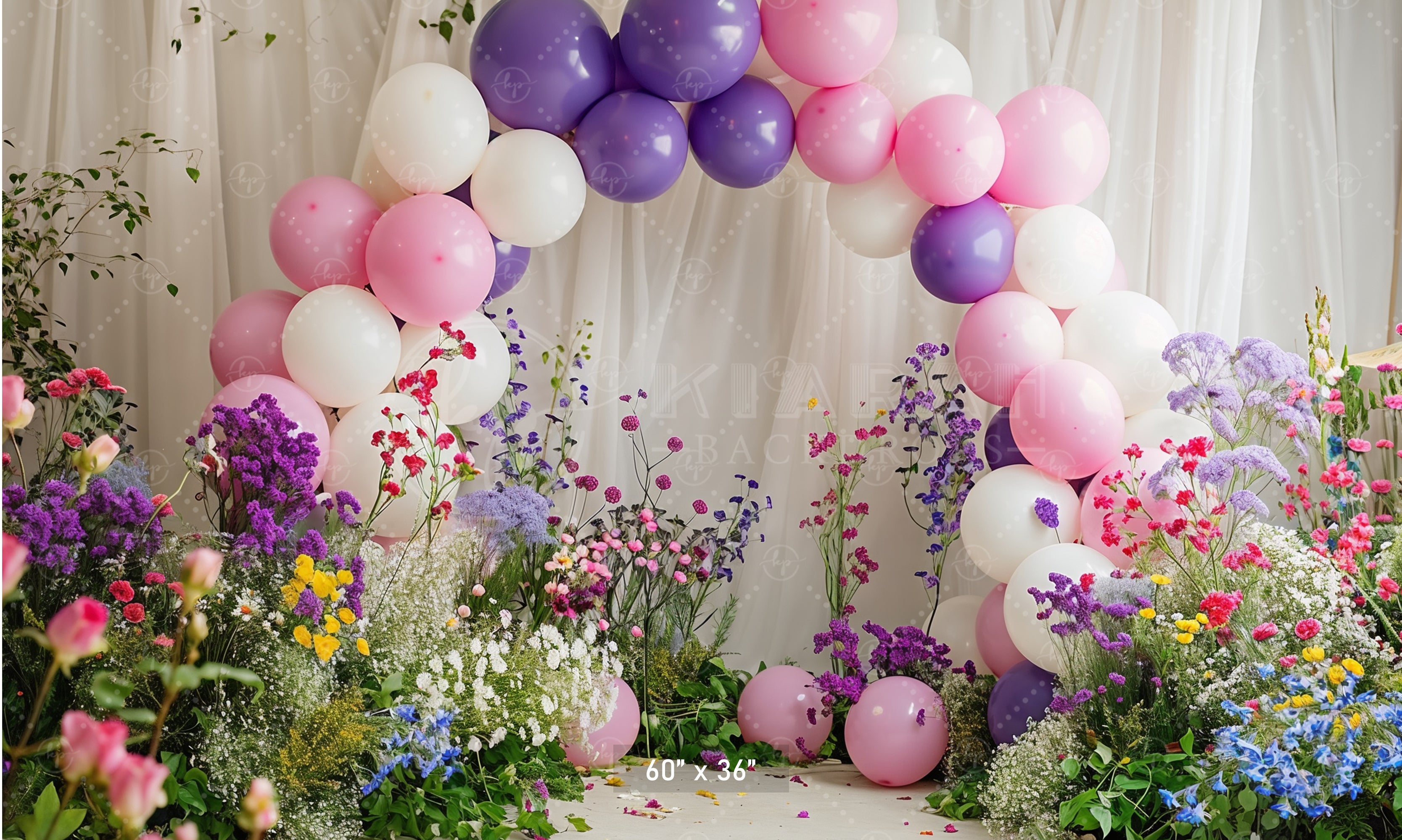 Pastel Balloon and Bloom Arch Backdrop