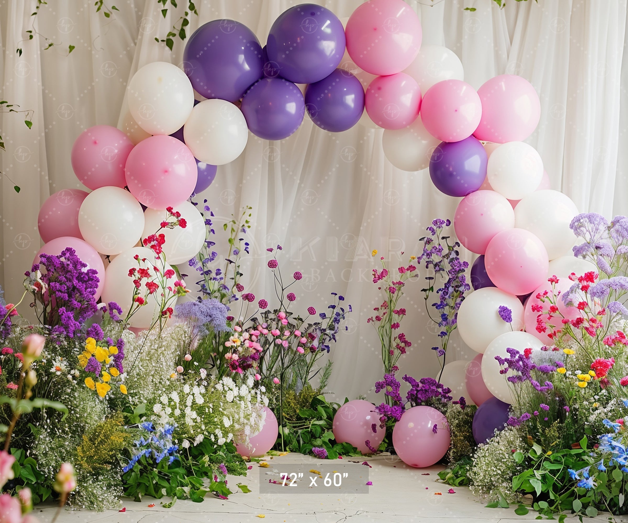 Pastel Balloon and Bloom Arch Backdrop
