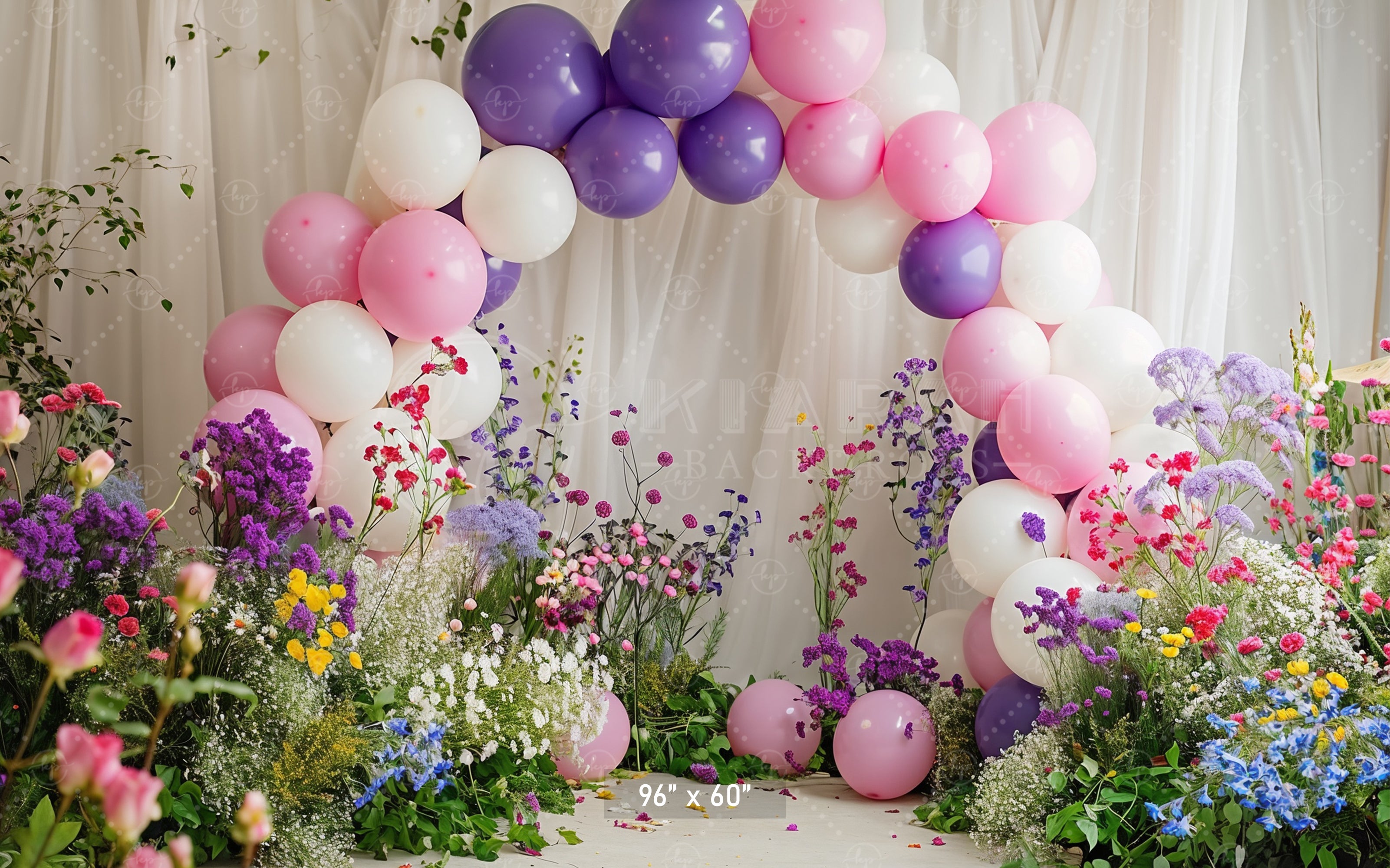 Pastel Balloon and Bloom Arch Backdrop