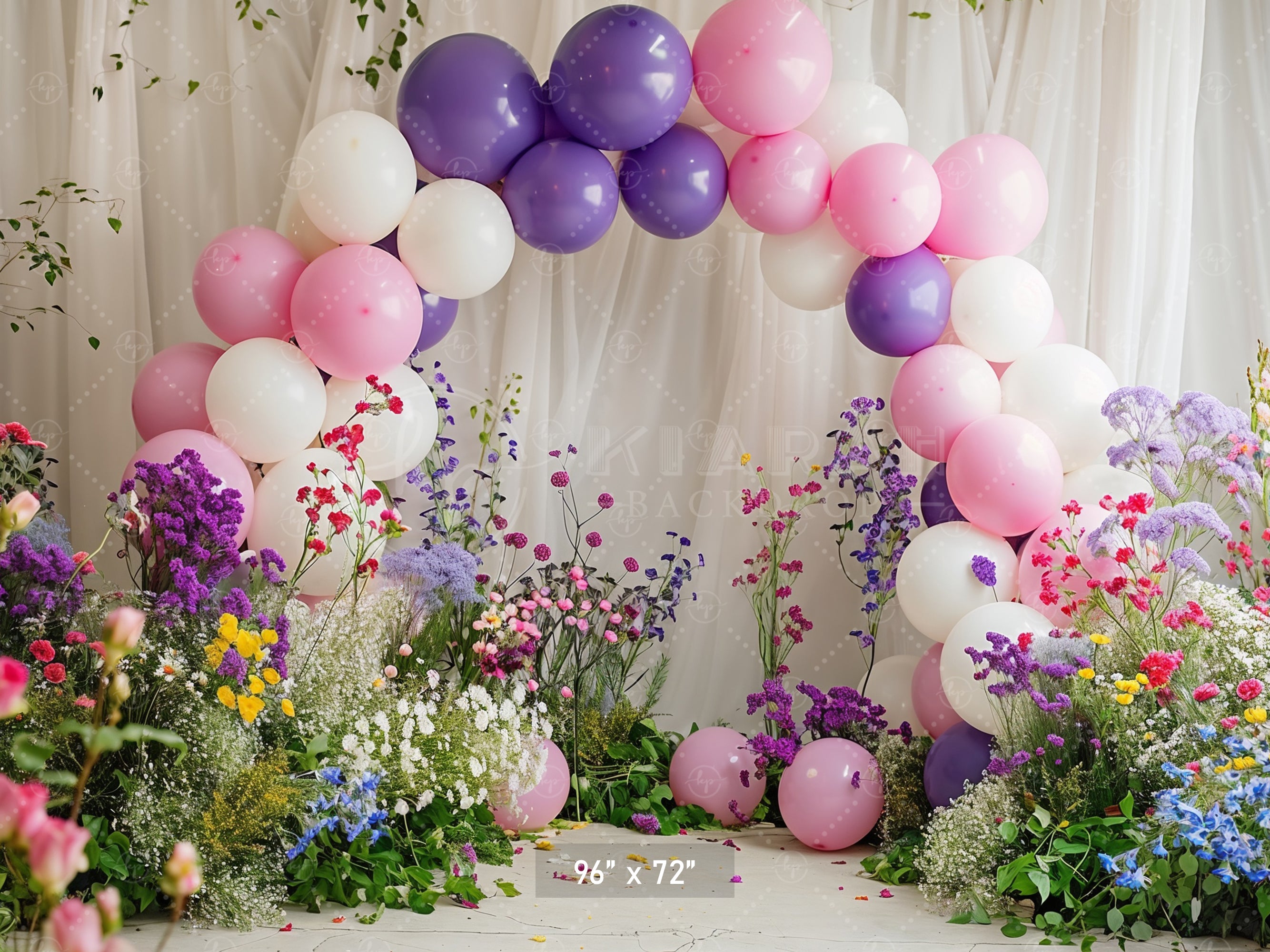 Pastel Balloon and Bloom Arch Backdrop