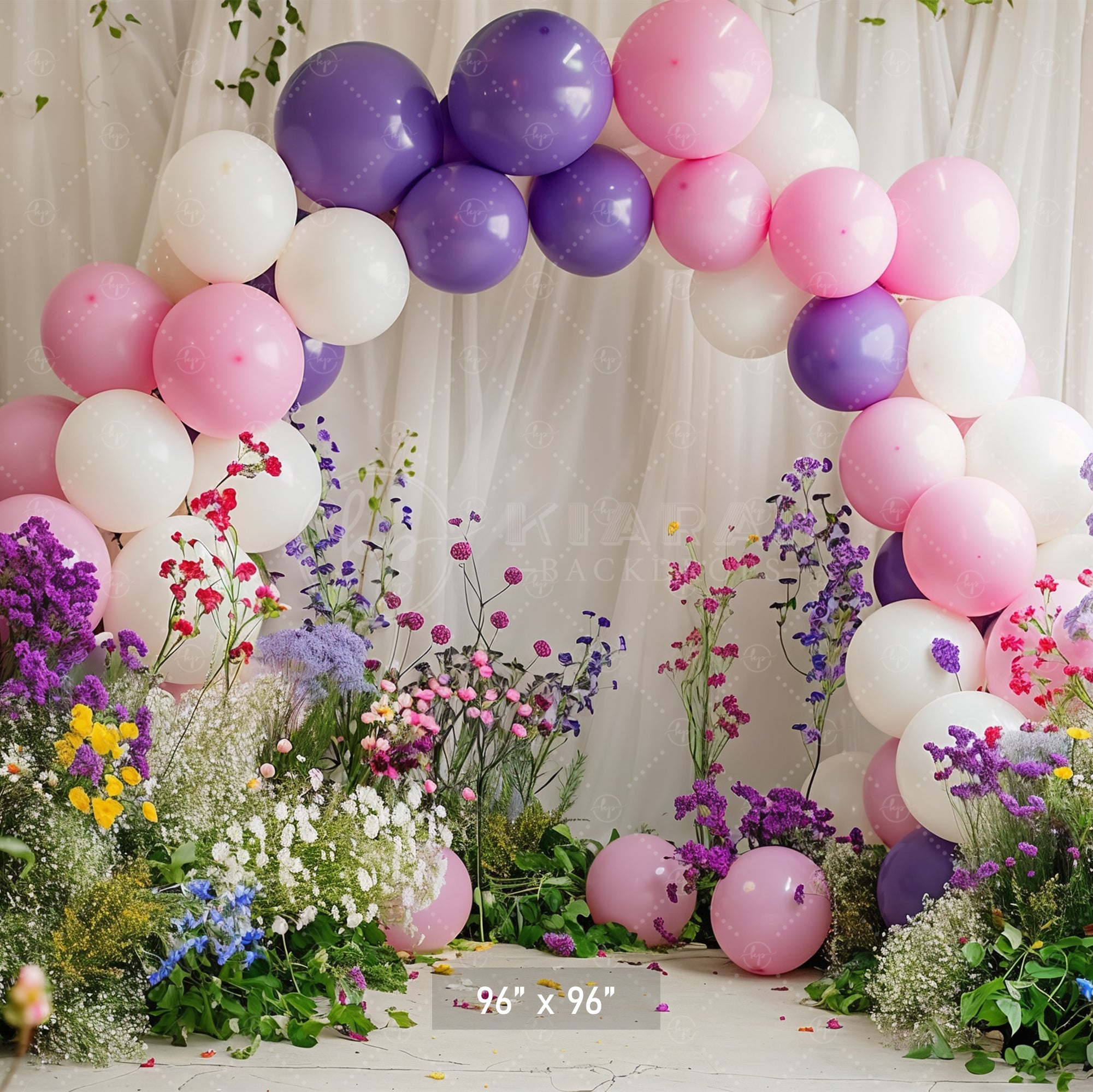 Pastel Balloon and Bloom Arch Backdrop