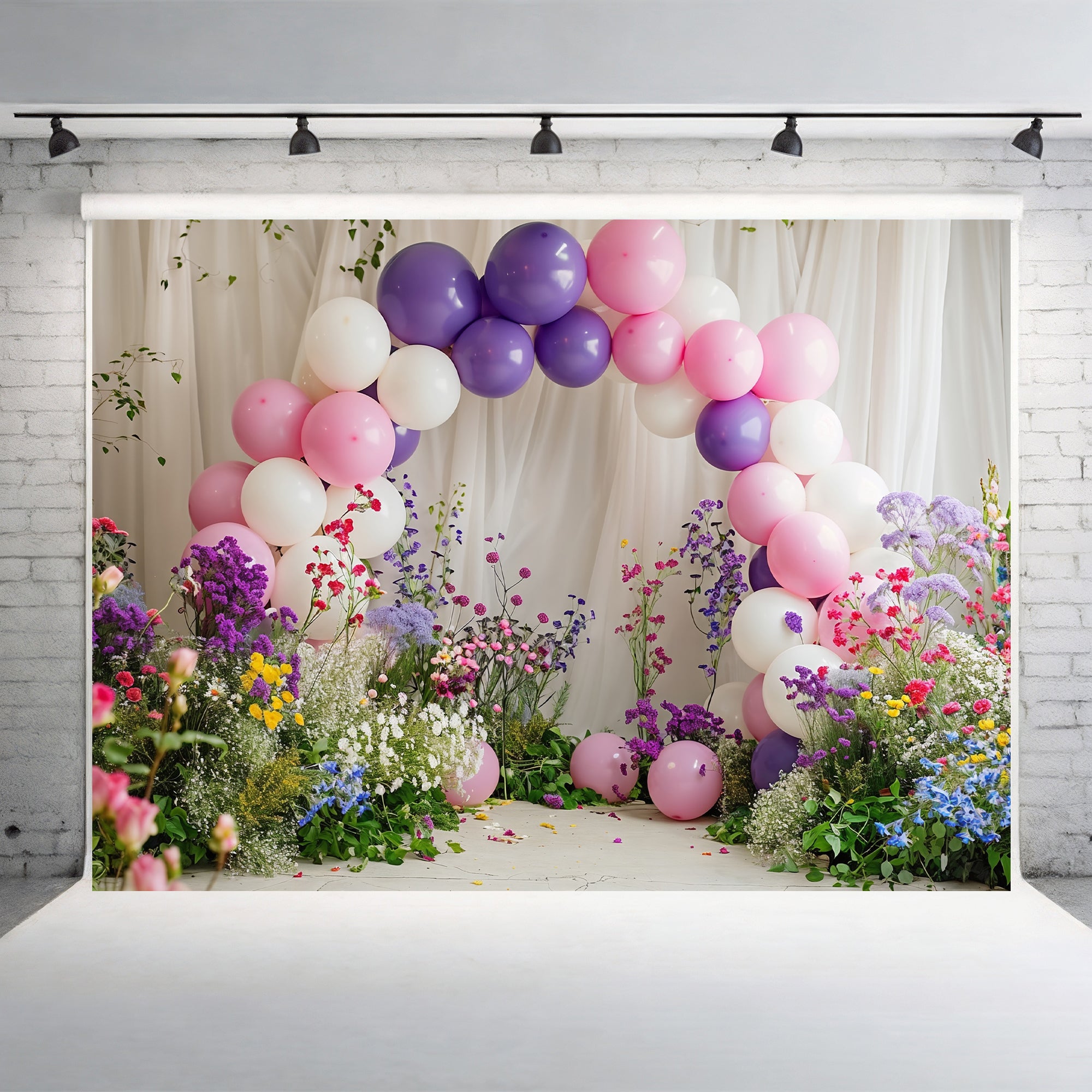 Pastel Balloon and Bloom Arch Backdrop