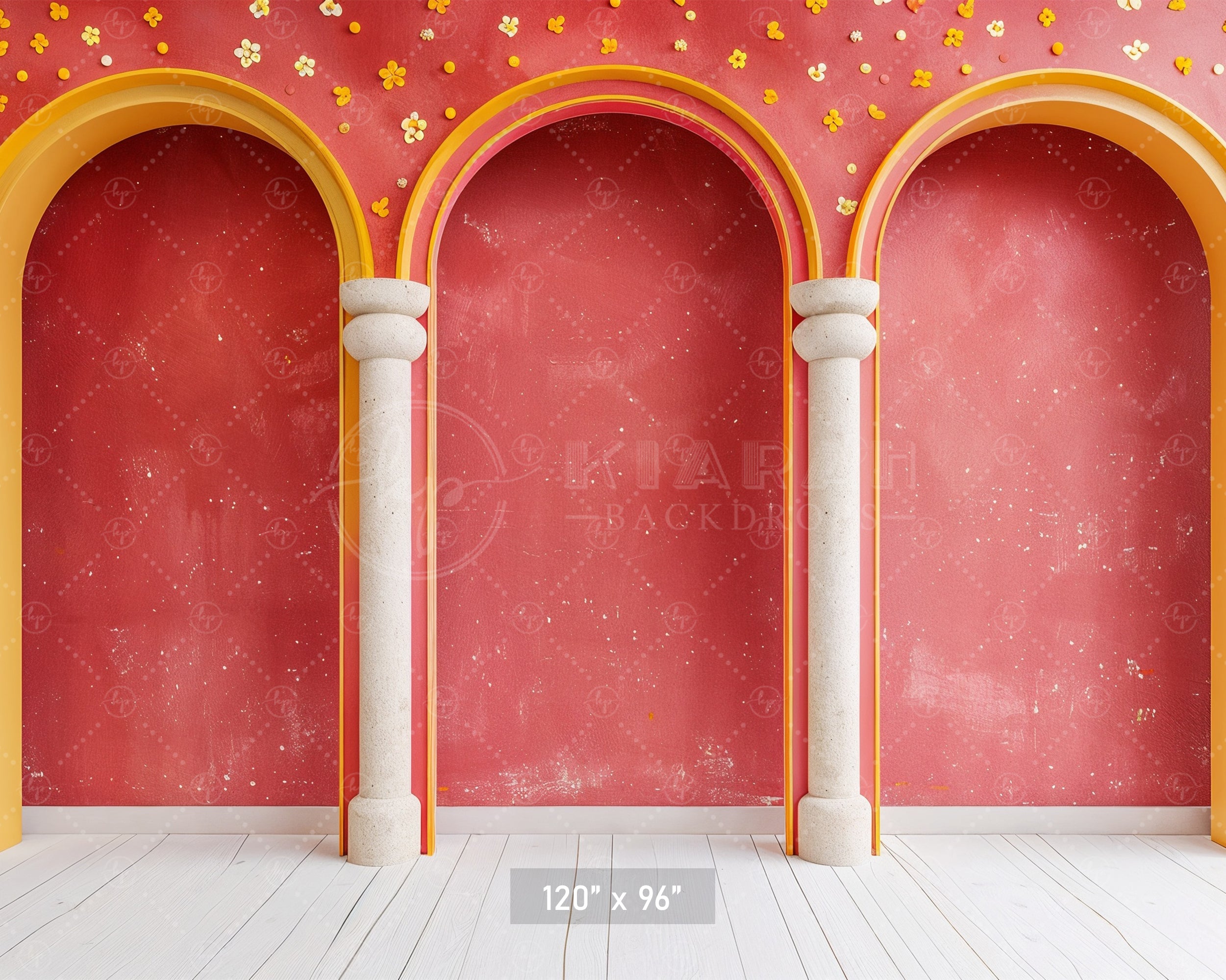 Vibrant Arched Column Design Backdrop